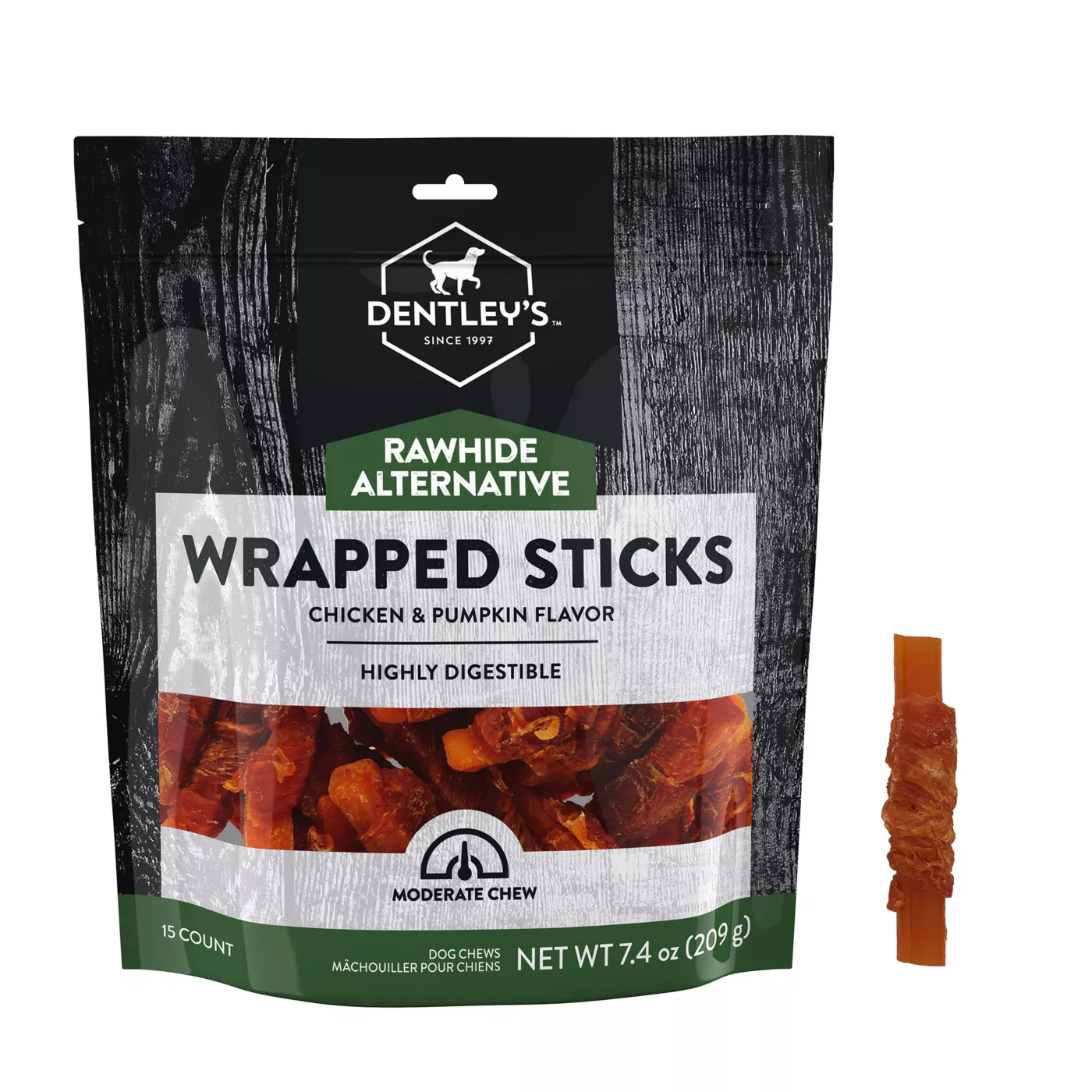 Product Dentley's® Rawhide-Free Wrapped Mini Sticks Dog Treats - 15 Count