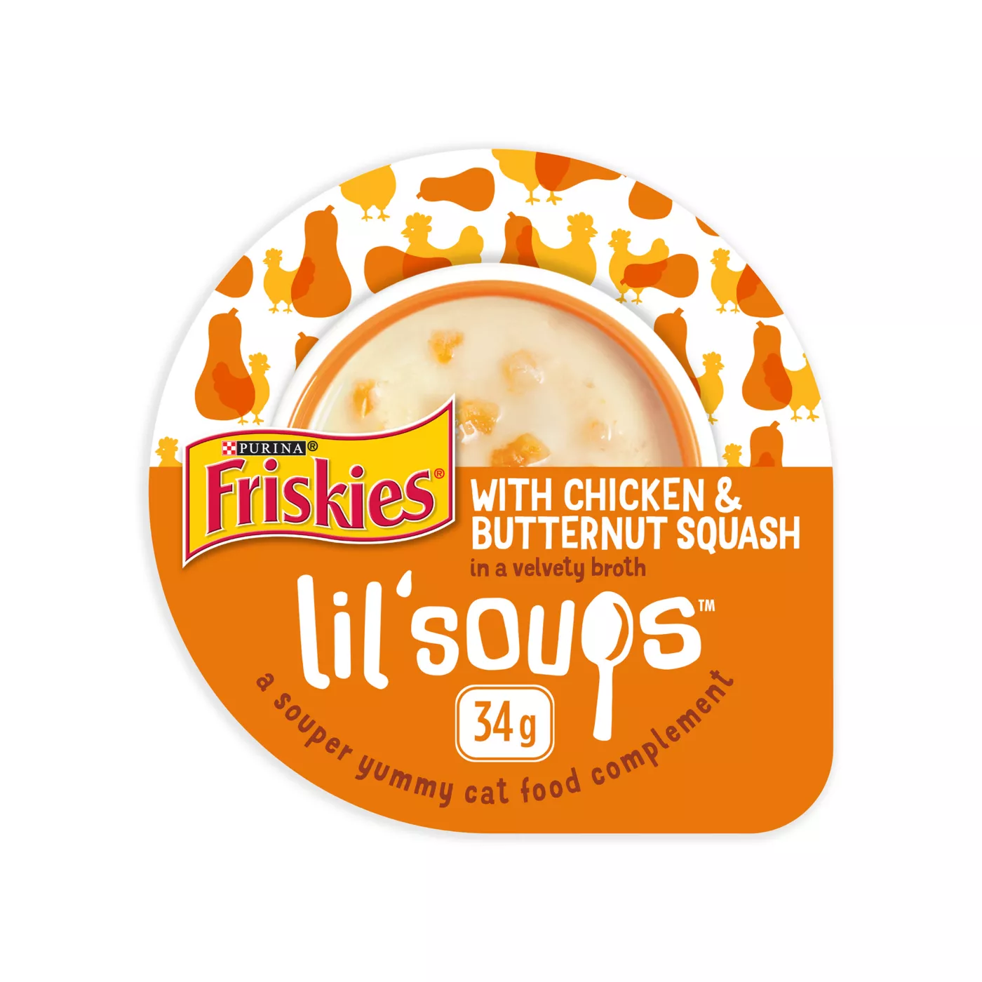 Purina Friskies Lil Soups in a Velvety Broth Cat Treat with Chicken Butternut Squash