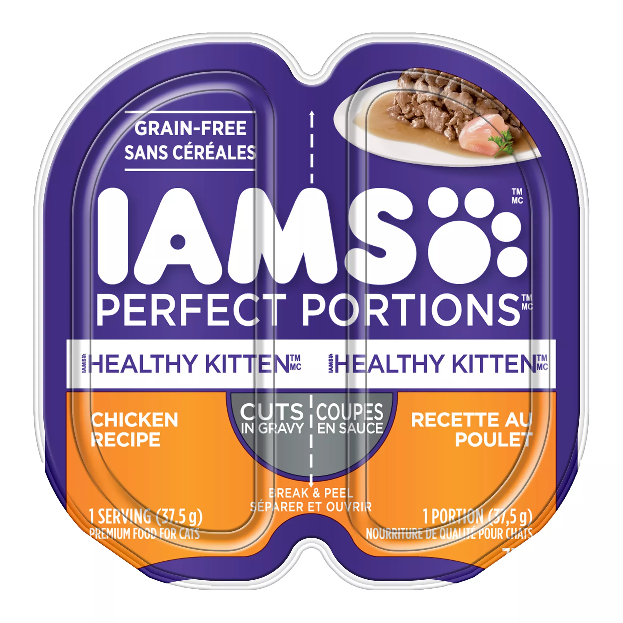 Iams Perfect Portions Healthy Kitten Wet Cat Food Grain Free Chicken Cuts In Gravy