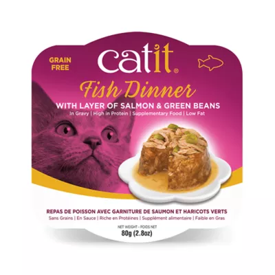 Product Catit® Fish Dinner Adult Cat Food with Salmon and Green Beans in Gravy, Low Fat