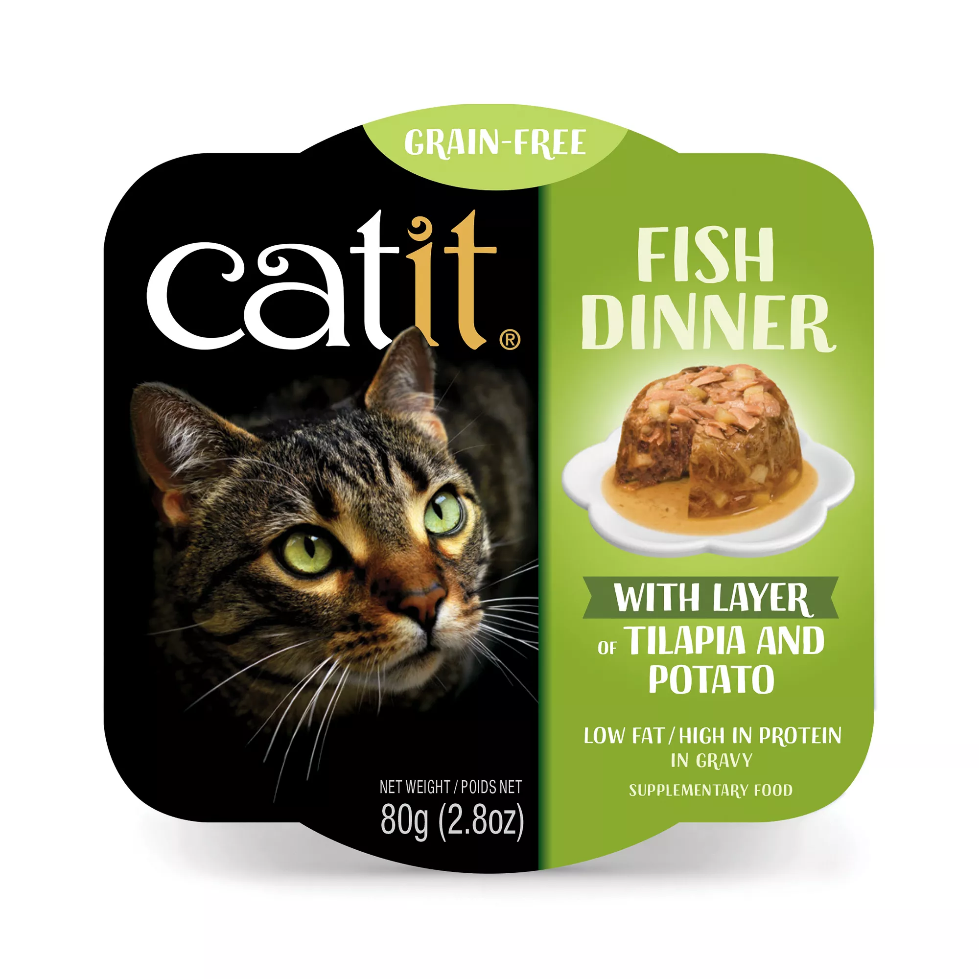 Catit® Fish Dinner Adult Cat Food with Tilapia and Potato in Gravy, Low Fat