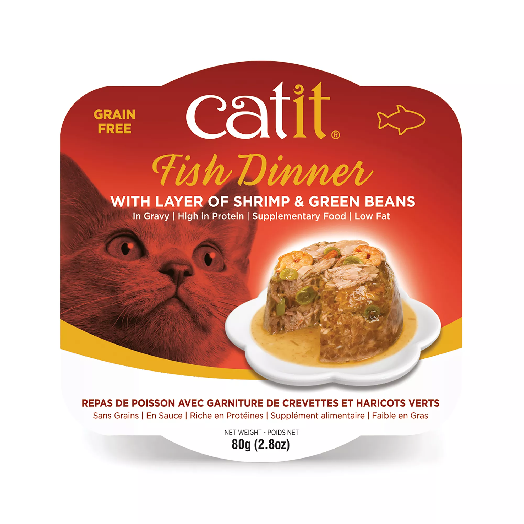 Catit® Fish Dinner Adult Cat Food with Shrimp and Green Beans in Gravy, Low Fat