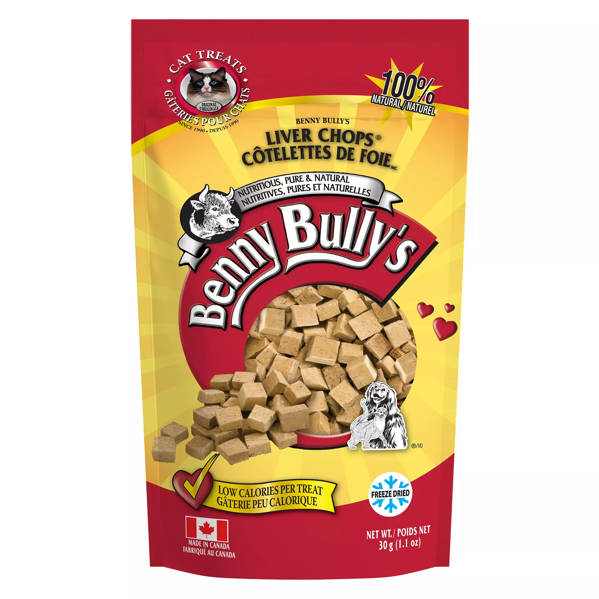 Benny Bully's Liver Chops Cat Treat - Natural, Beef Liver