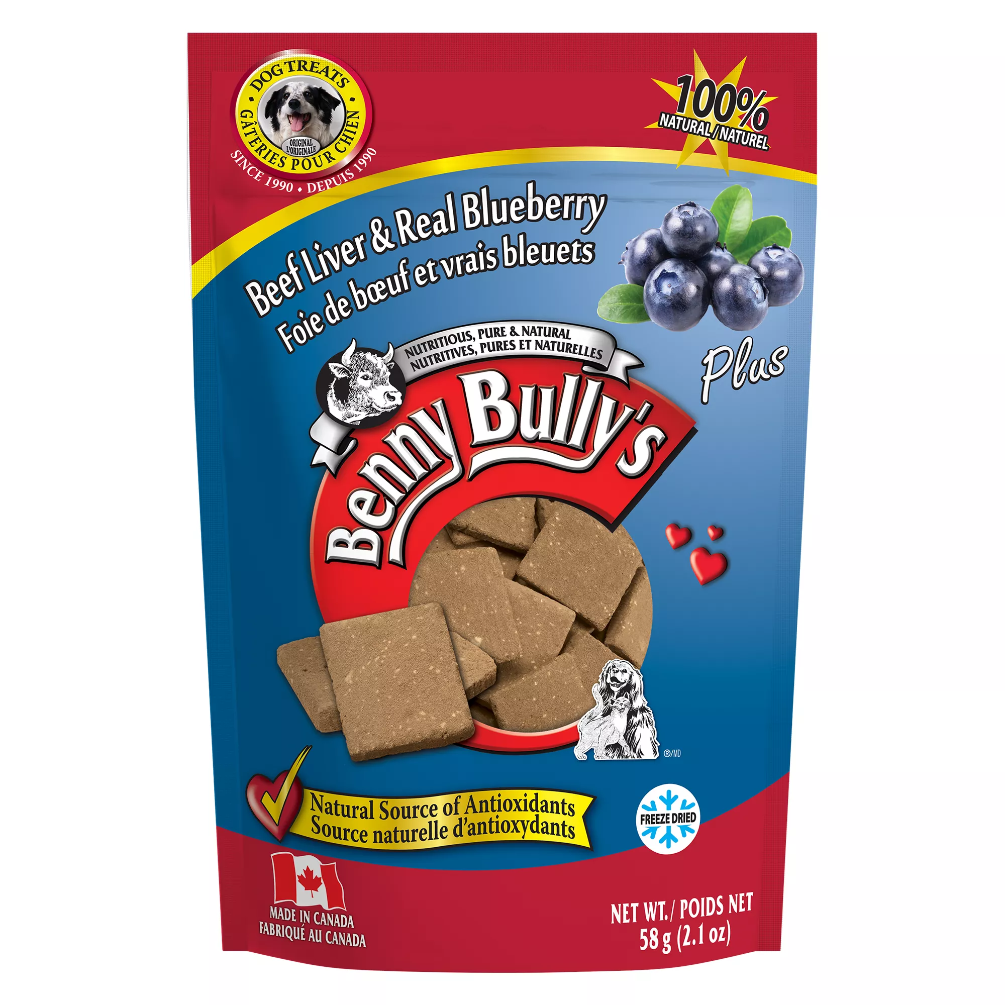 Benny Bully's Plus Dog Treat - Natural, Beef Liver & Blueberry