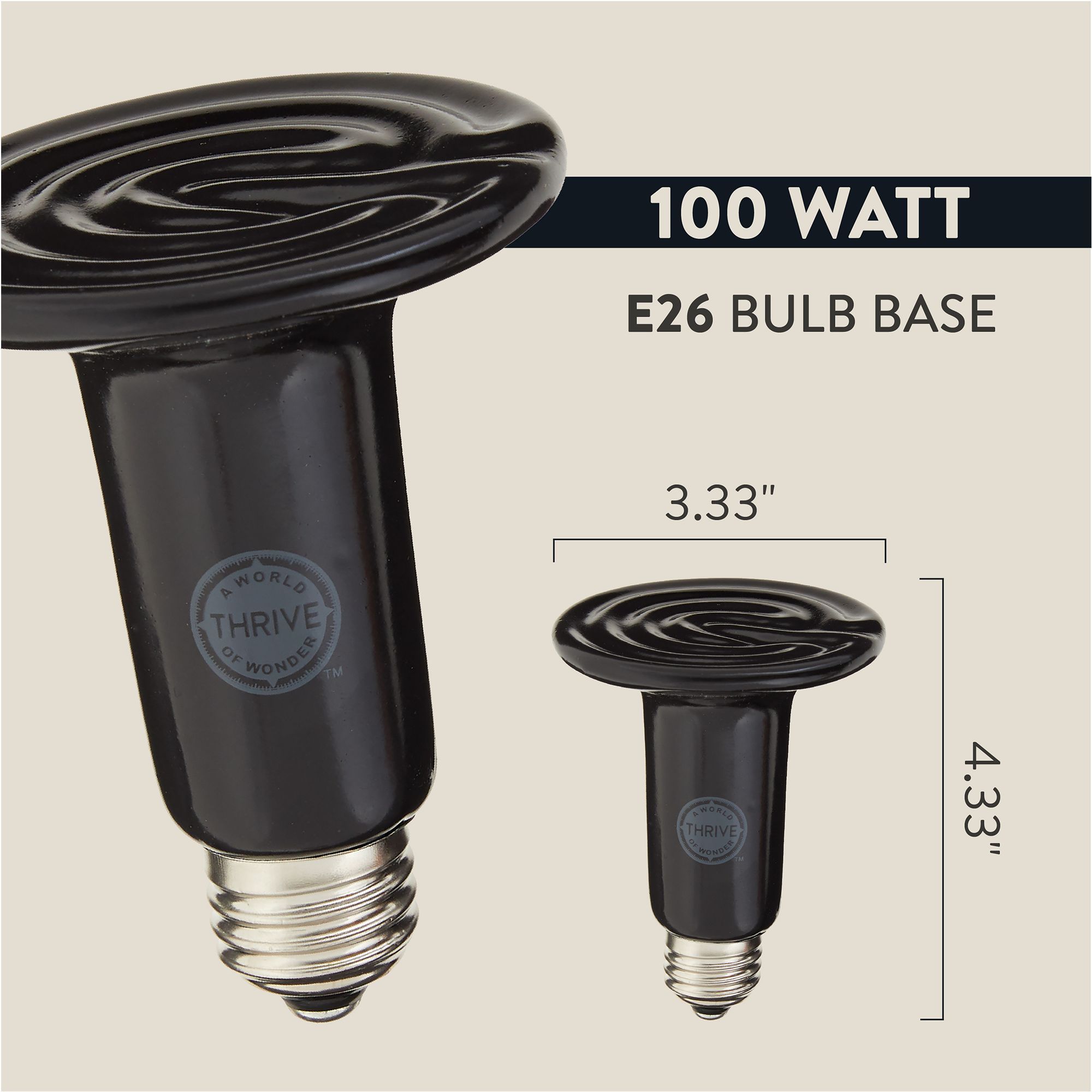 Thrive Reptile Ceramic Heat Emitter - Terrarium Heater - 60-100W - thumbnail 2