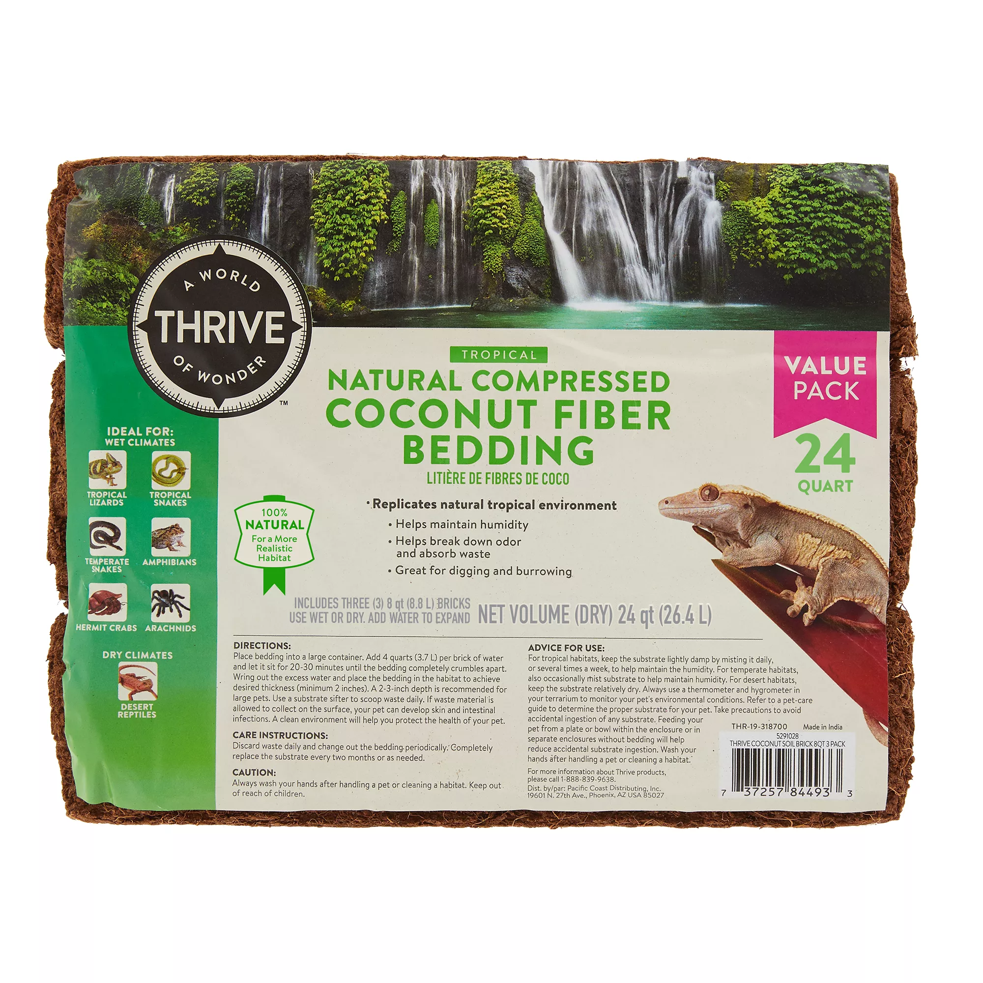 Thrive Natural Compressed Coconut Fiber Reptile Bedding