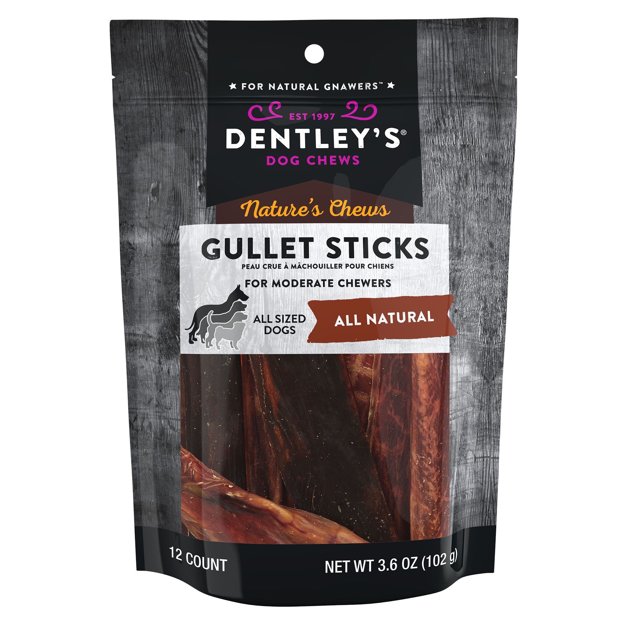 Dentley's® Nature's Chews 5" Gullet Stick Dog Chew 12 Count dog