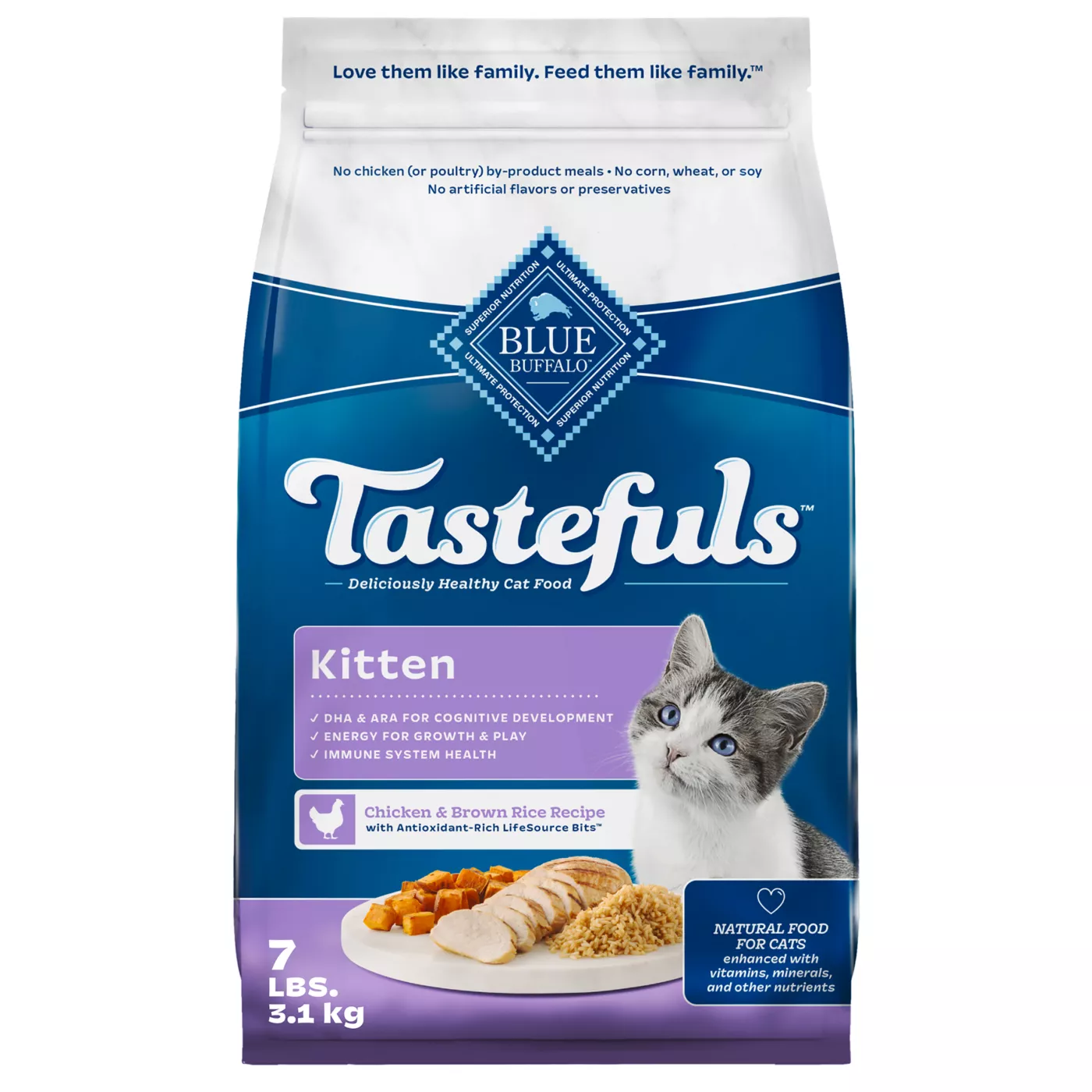 Blue Buffalo Tastefuls Healthy Growth Kitten Dry Cat Food Natural Chicken Brown Rice