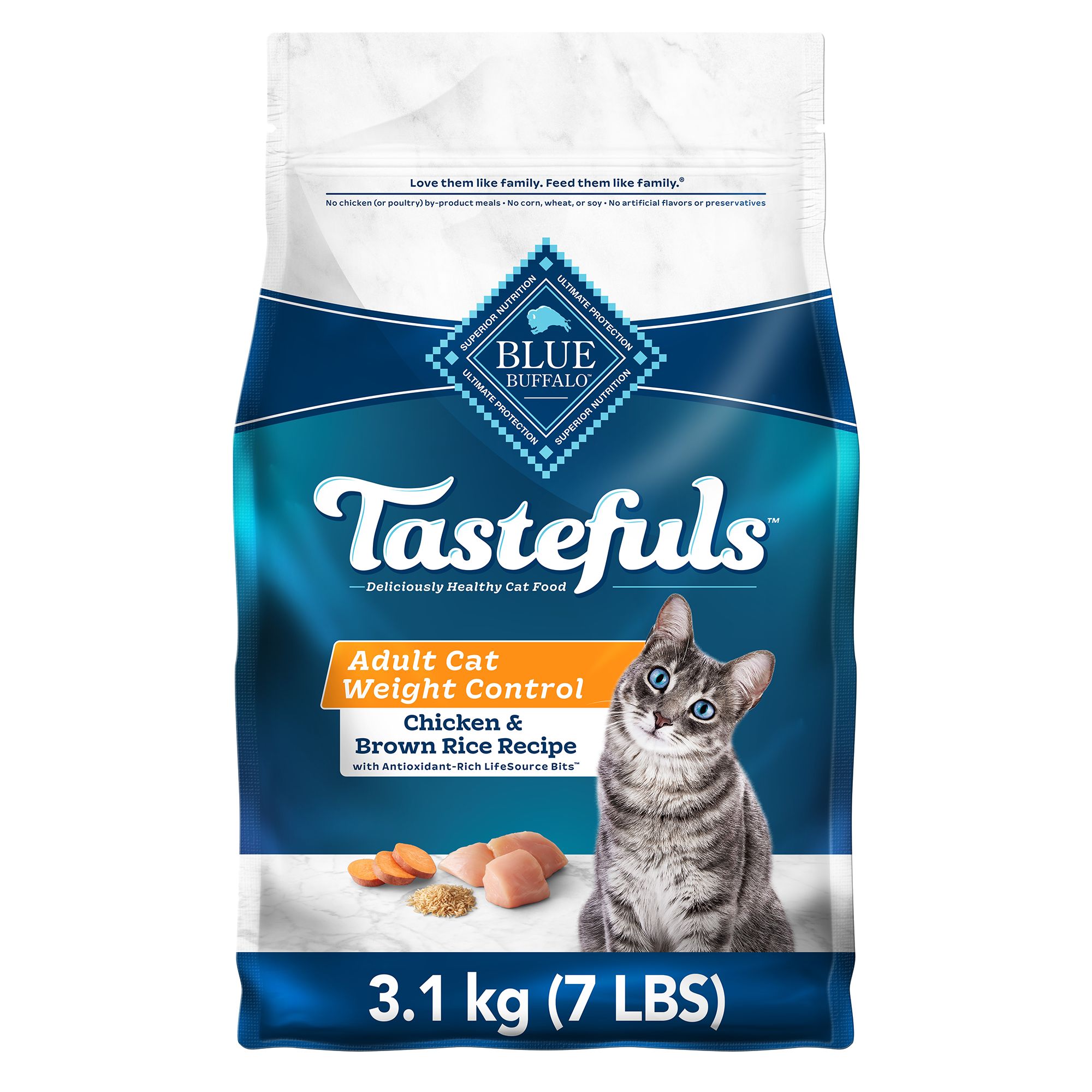 Blue Buffalo Tastefuls Weight Control Adult Dry Cat Food Natural Chicken Brown Rice