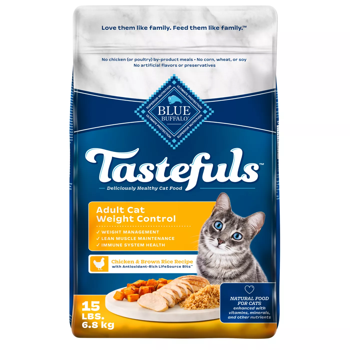 Blue Buffalo Tastefuls Weight Control Adult Dry Cat Food Natural Chicken Brown Rice