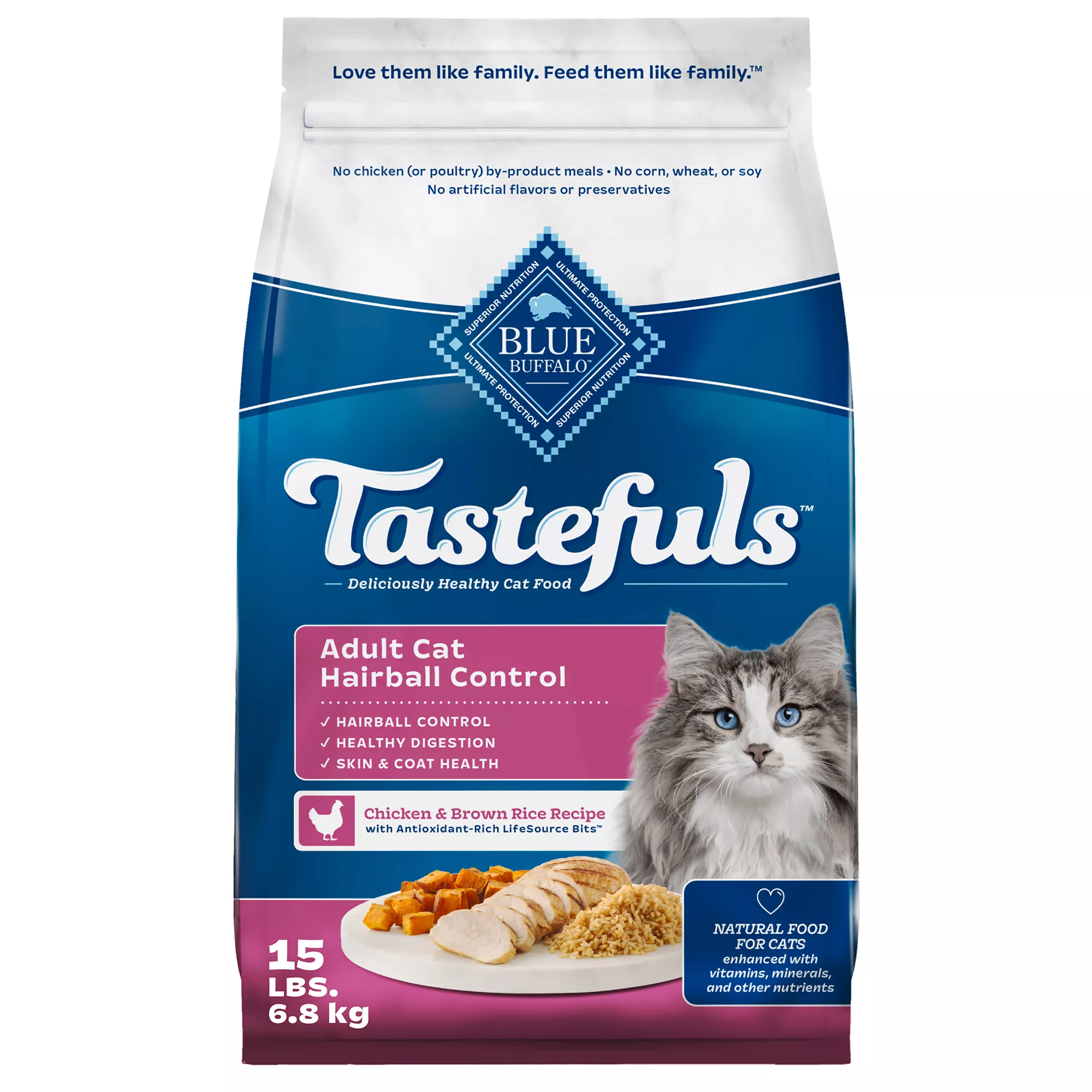 Blue Buffalo® Tastefuls&trade; Indoor Hairball Control Adult Dry Cat Food, Natural, Chicken & Brown