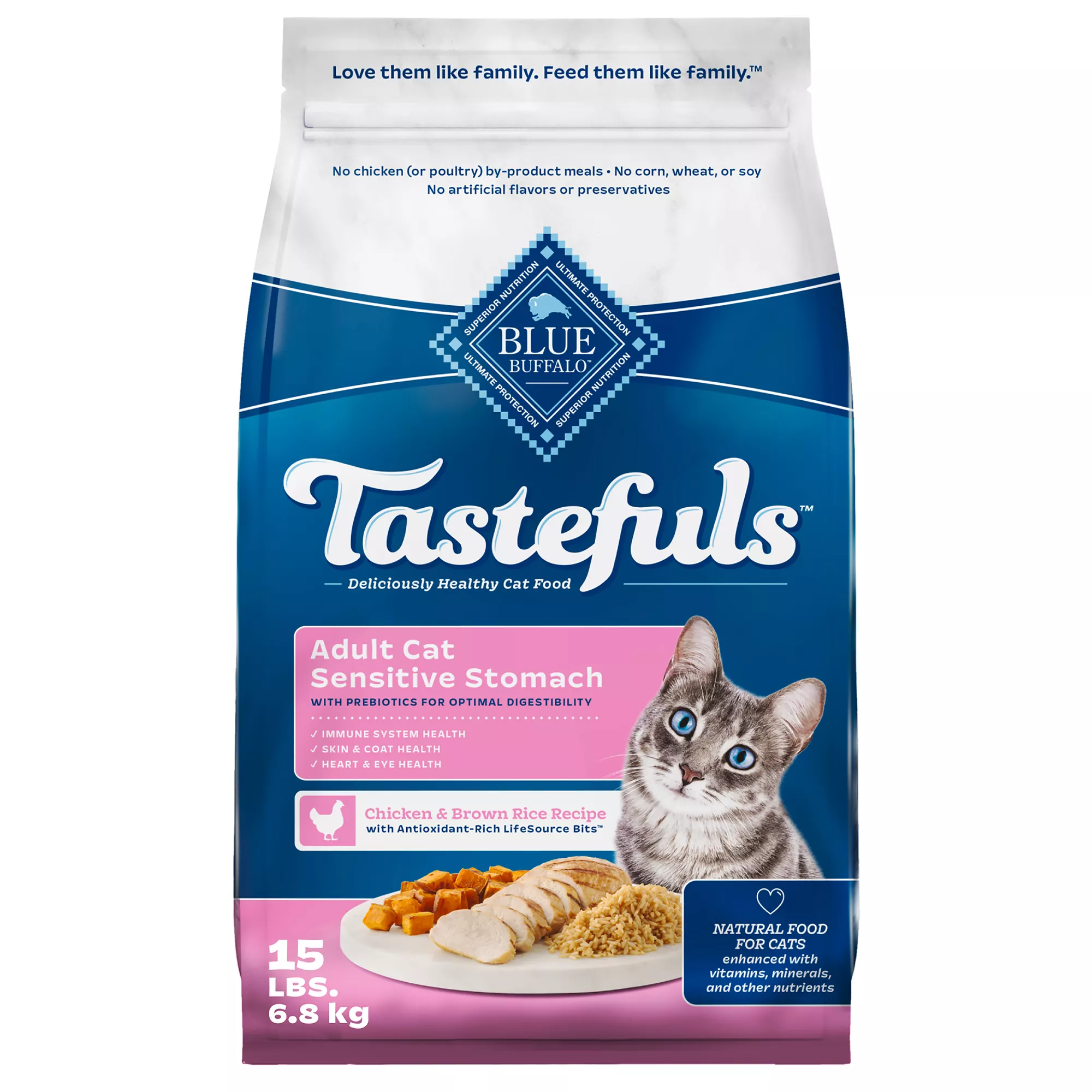 Blue Buffalo® Tastefuls&trade; Sensitive Stomach Adult Dry Cat Food, Natural , Chicken & Brown Rice