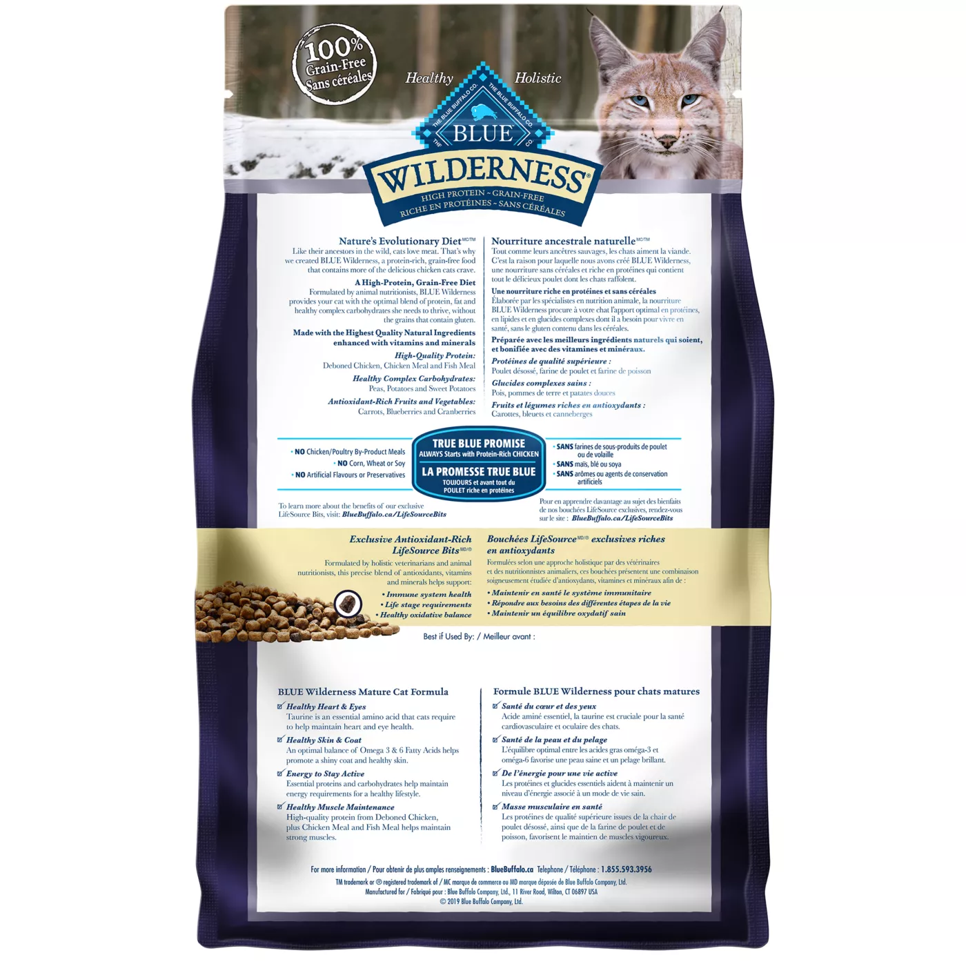 Blue Buffalo Wilderness Mature 7 Dry Cat Food High Protein Chicken 5 lb