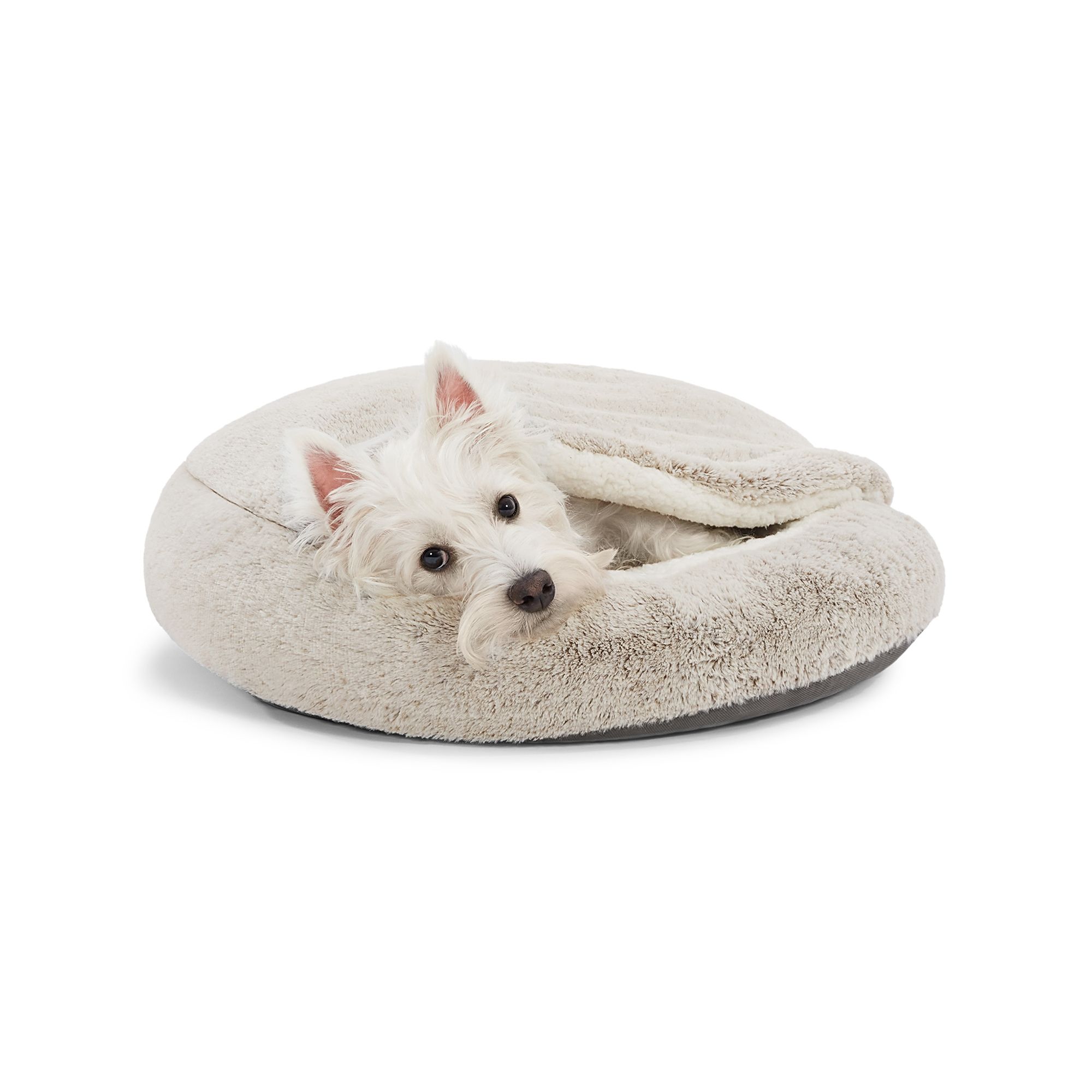 Top Paw Faux Fur Snuggler Cave Dog Bed