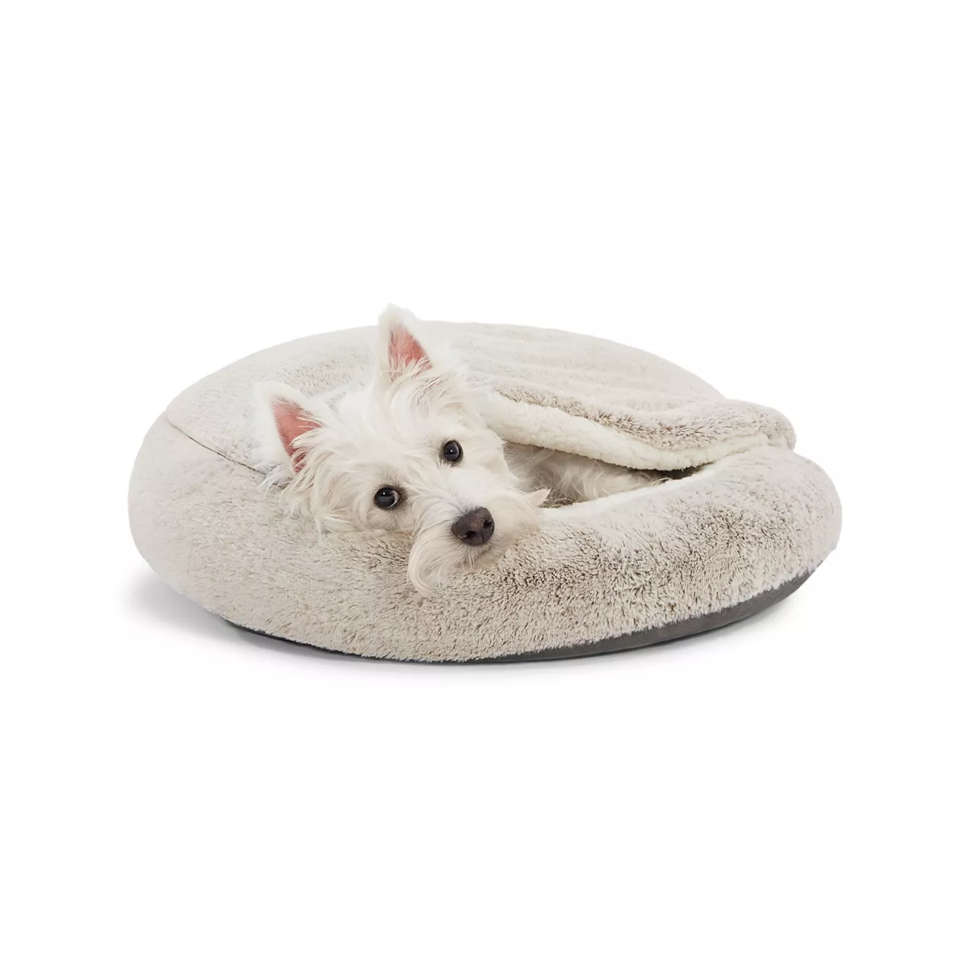 Top Paw Faux Fur Snuggler Cave Dog Bed