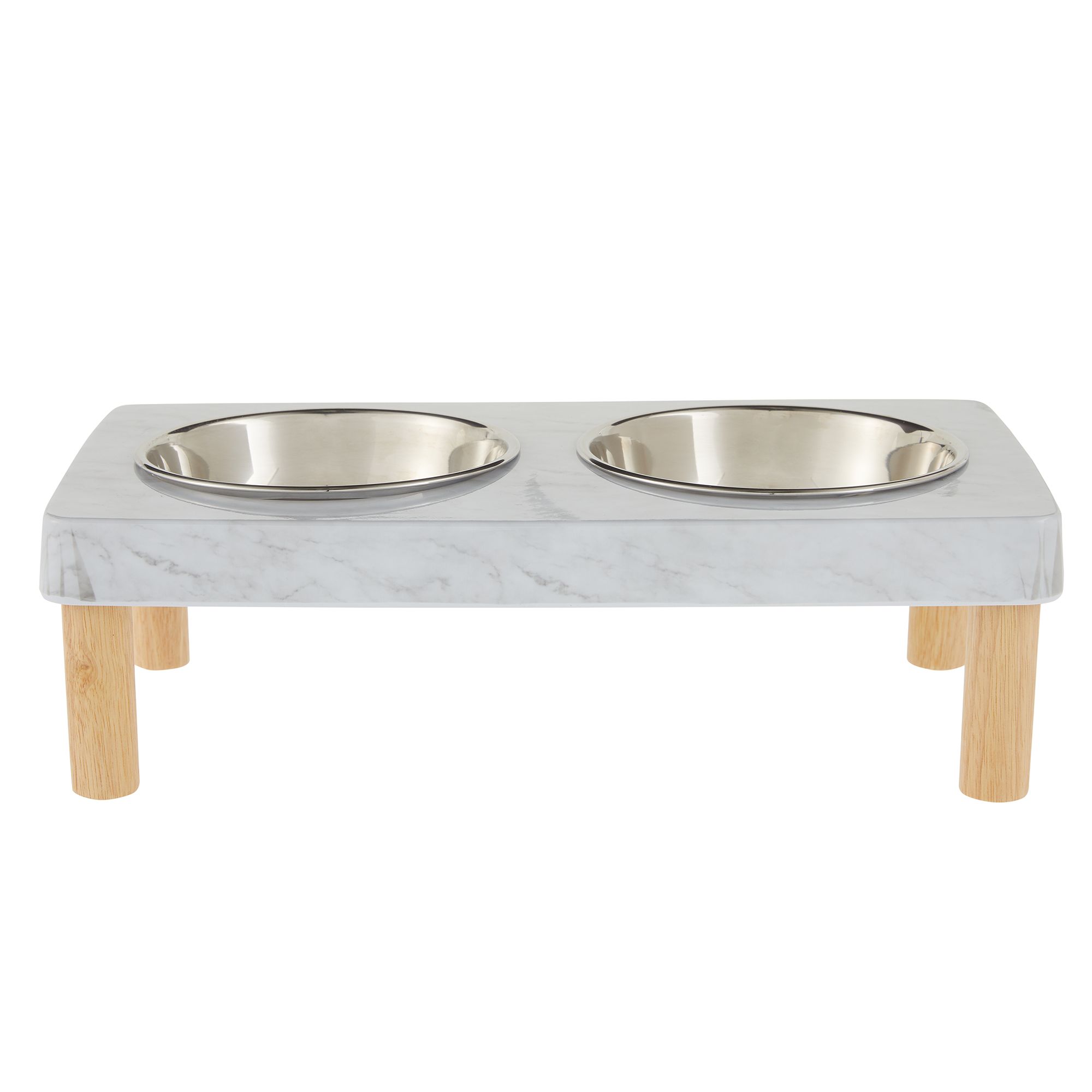 white dog bowl stand