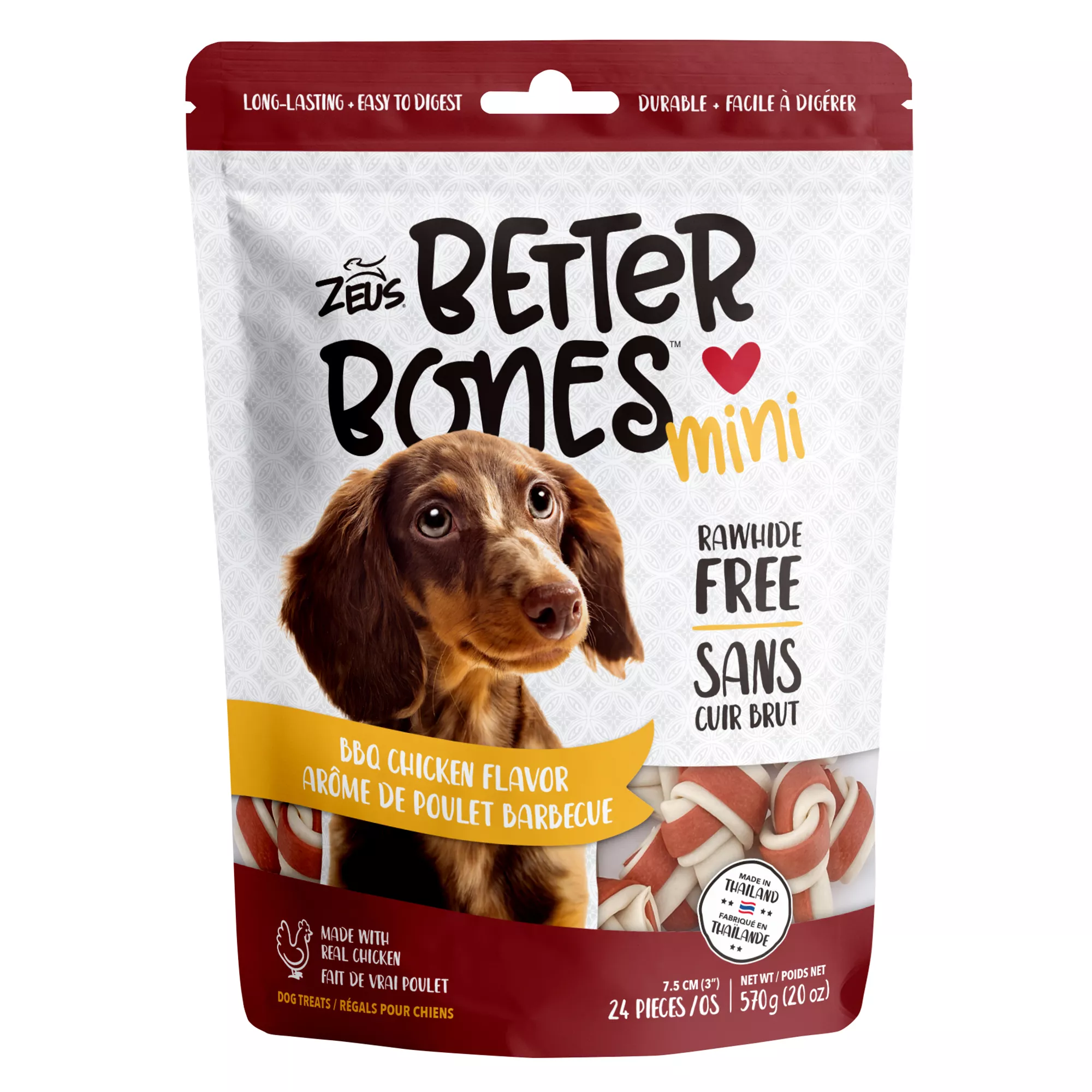 Zeus Better Bones Rawhide Free Mini Dog Treats - BBQ Chicken Flavour