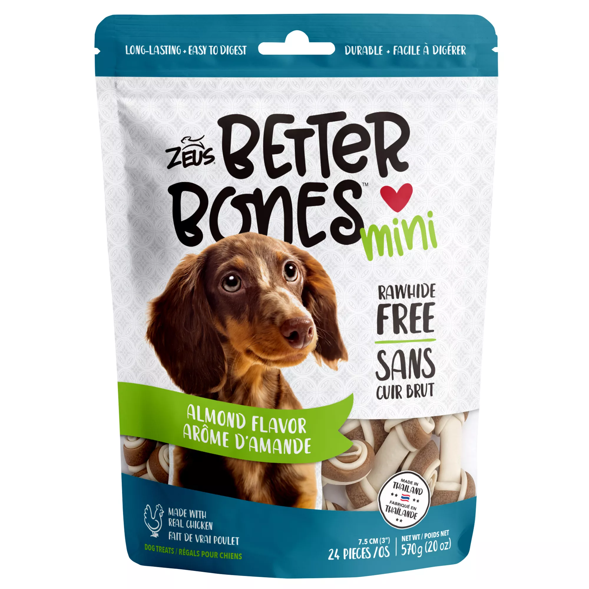 Zeus Better Bones Rawhide Free Mini Dog Treats - Peanut Butter Flavour