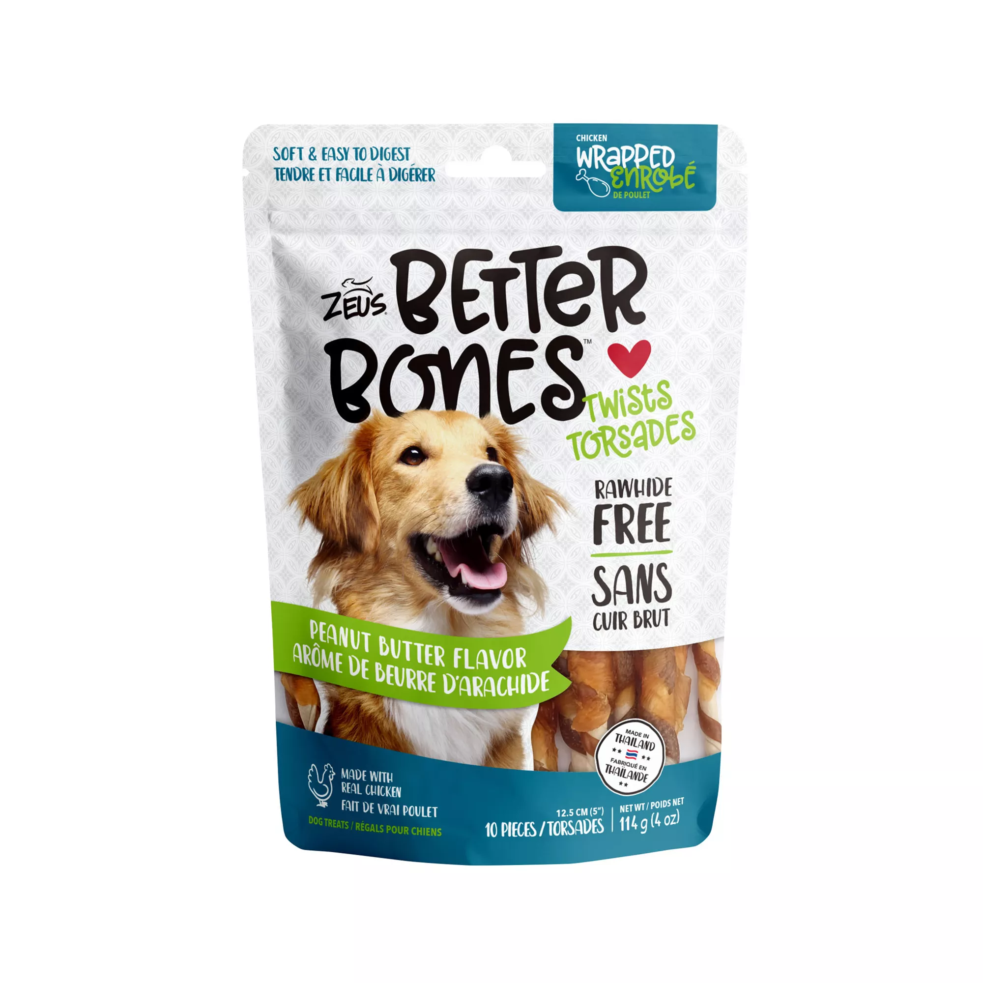 Zeus Better Bones Rawhide Free Twists Dog Treats - Almond Flavour, Chicken Wrapped