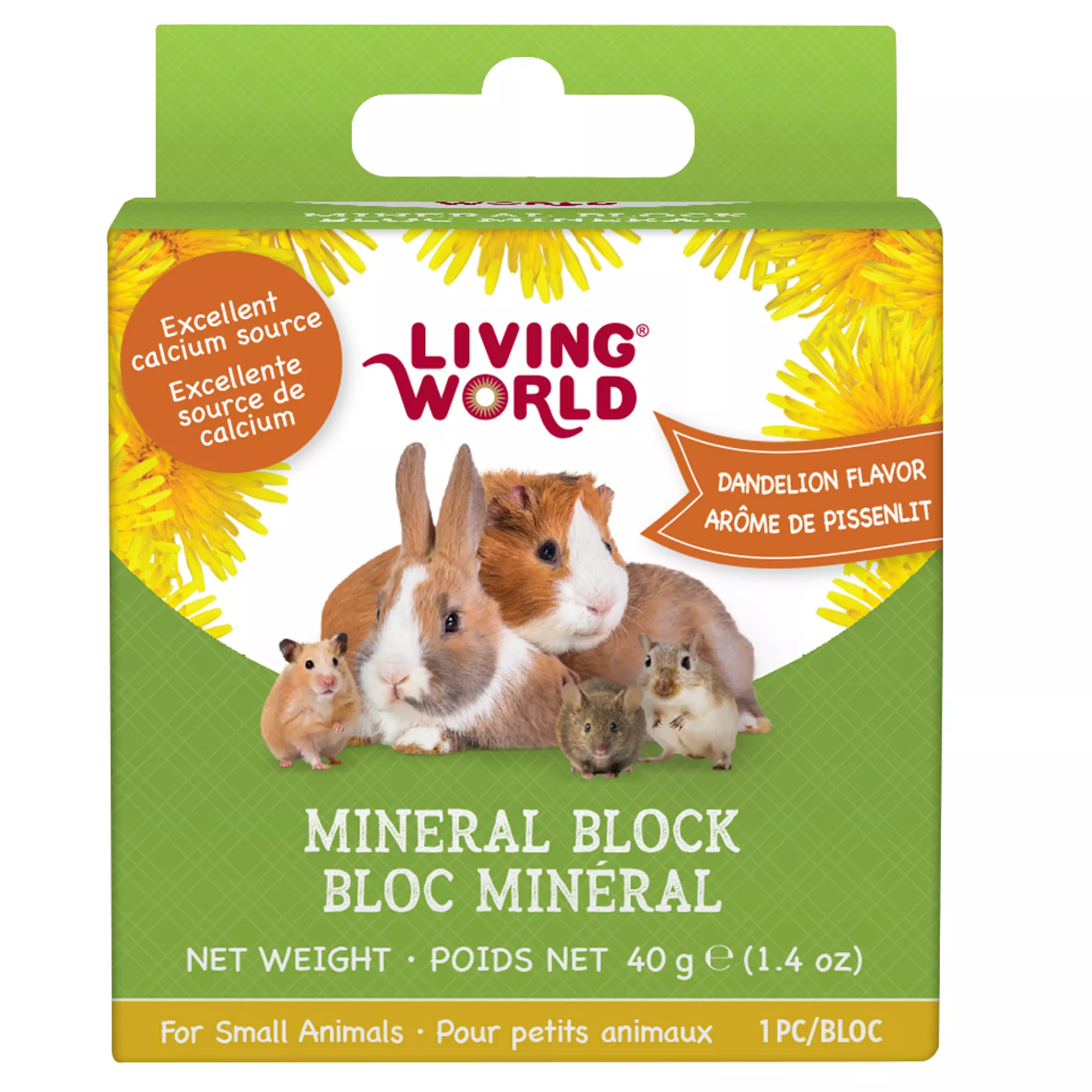 Living World Mineral Blocks for Small Pets - Dandelion, 40g