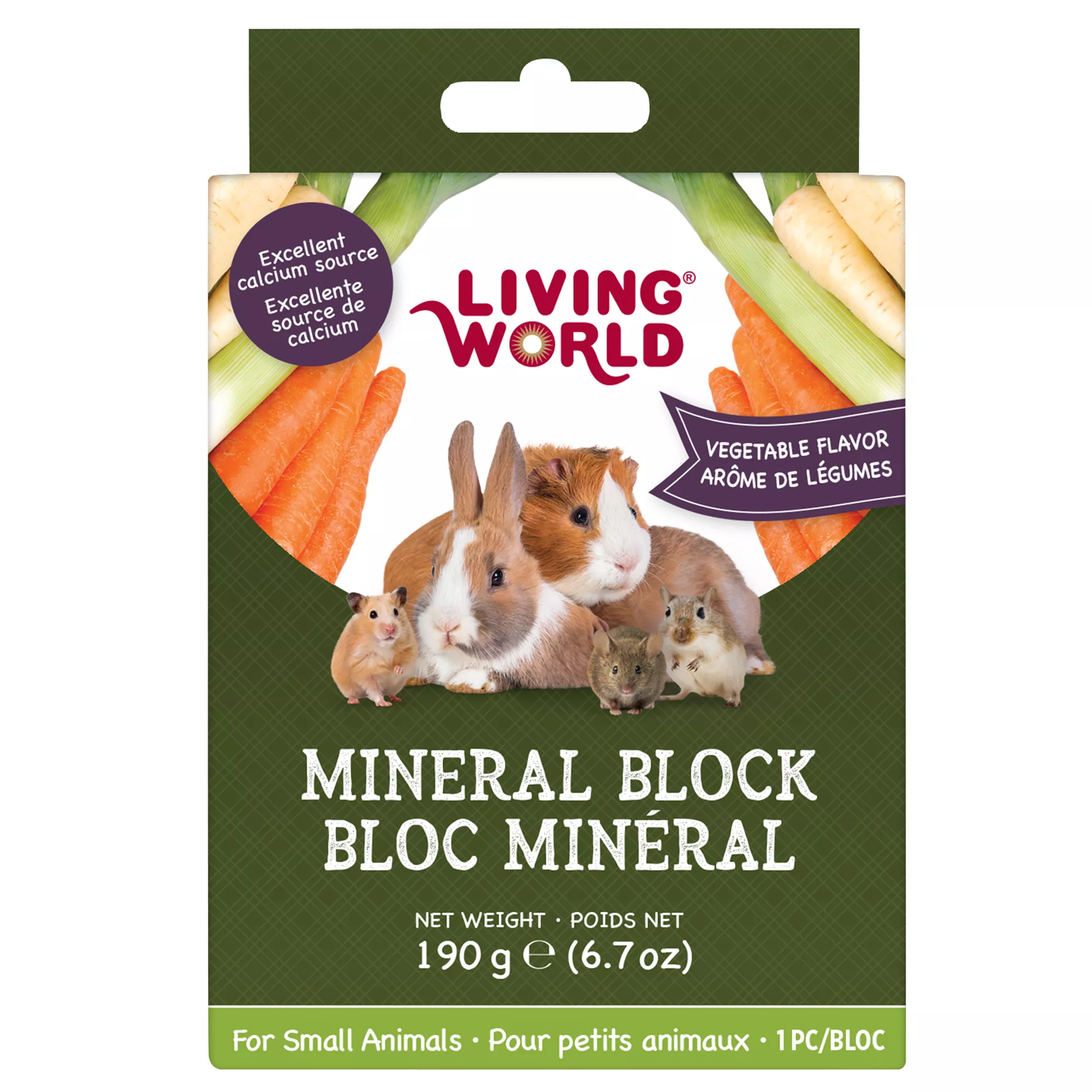 Living World Mineral Blocks for Small Pets - Vegetable, 190g