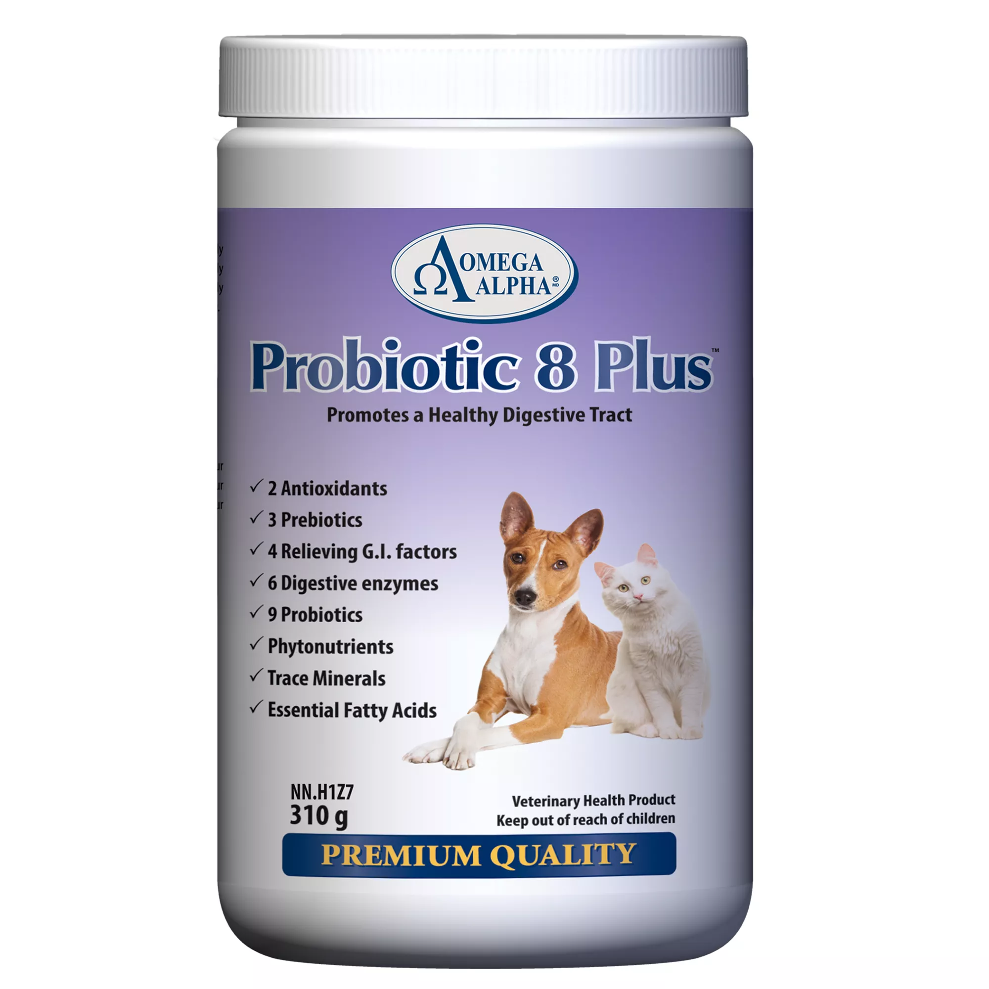 Omega Alpha Probiotic 8 Plus Powder Supplement for Dogs and Cats