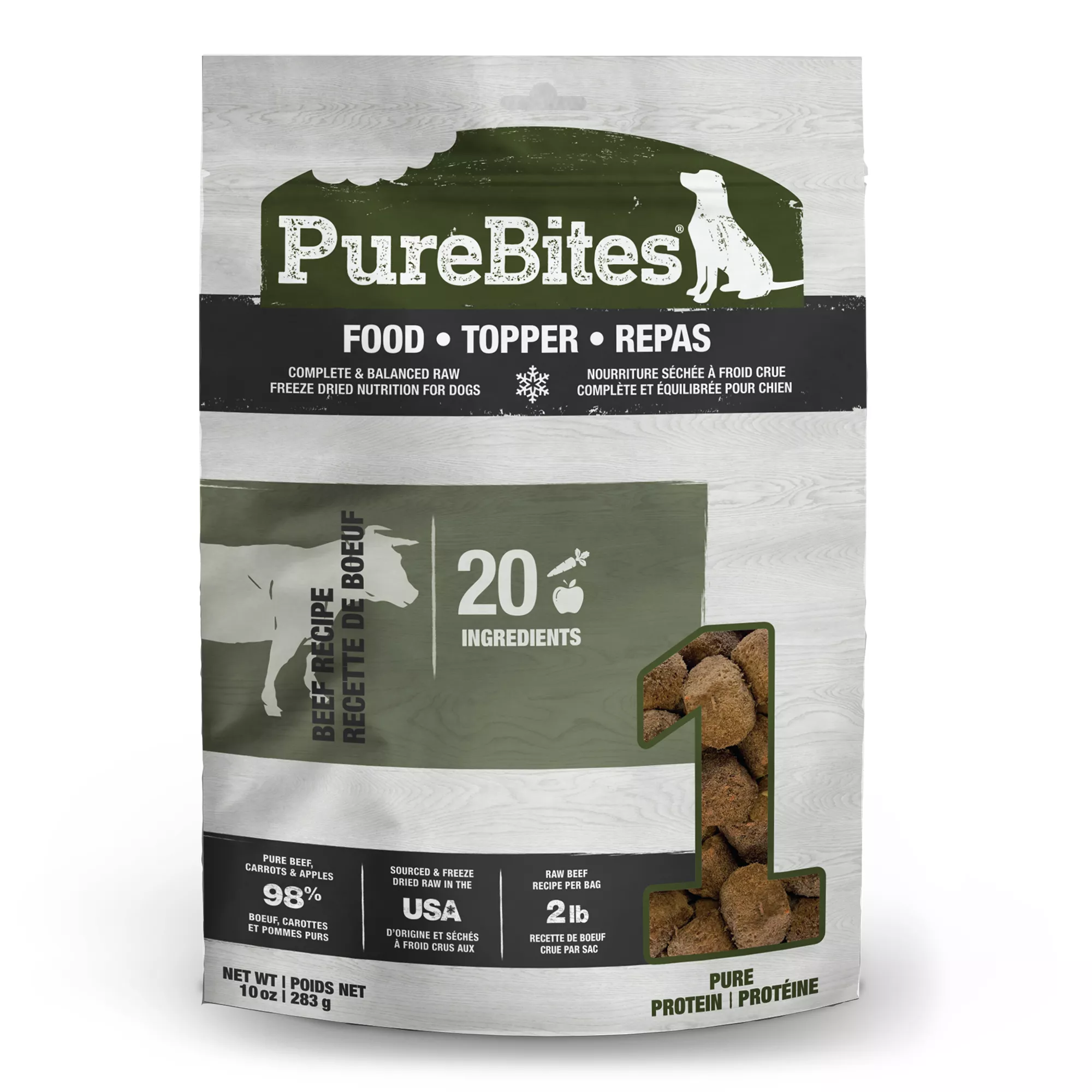 PureBites® RAW Freeze Dried Complete & Balanced Dog Food or Topper - Beef