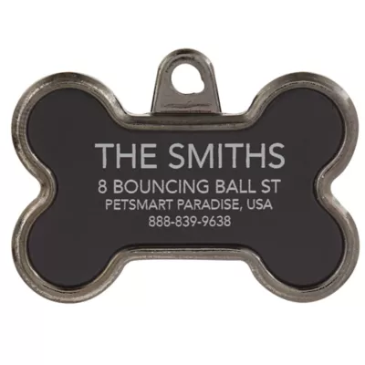 Product TagWorks® Black Floral Bone Personalized Pet ID Tag