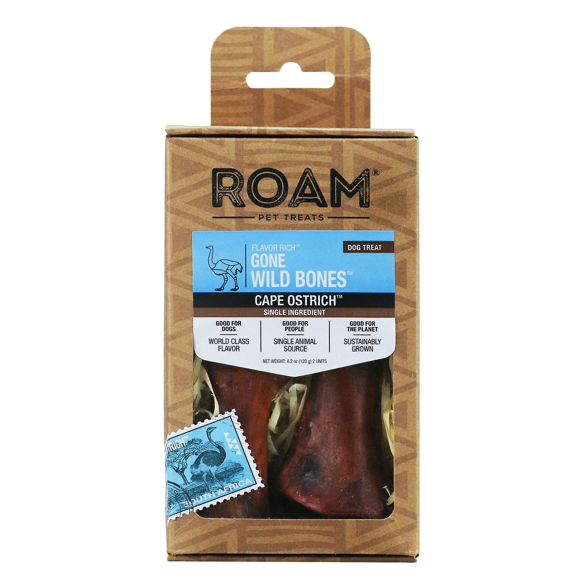 ROAM® Gone Wild Dog Bone Treat Cape Ostrich, 2 Pack dog Bones