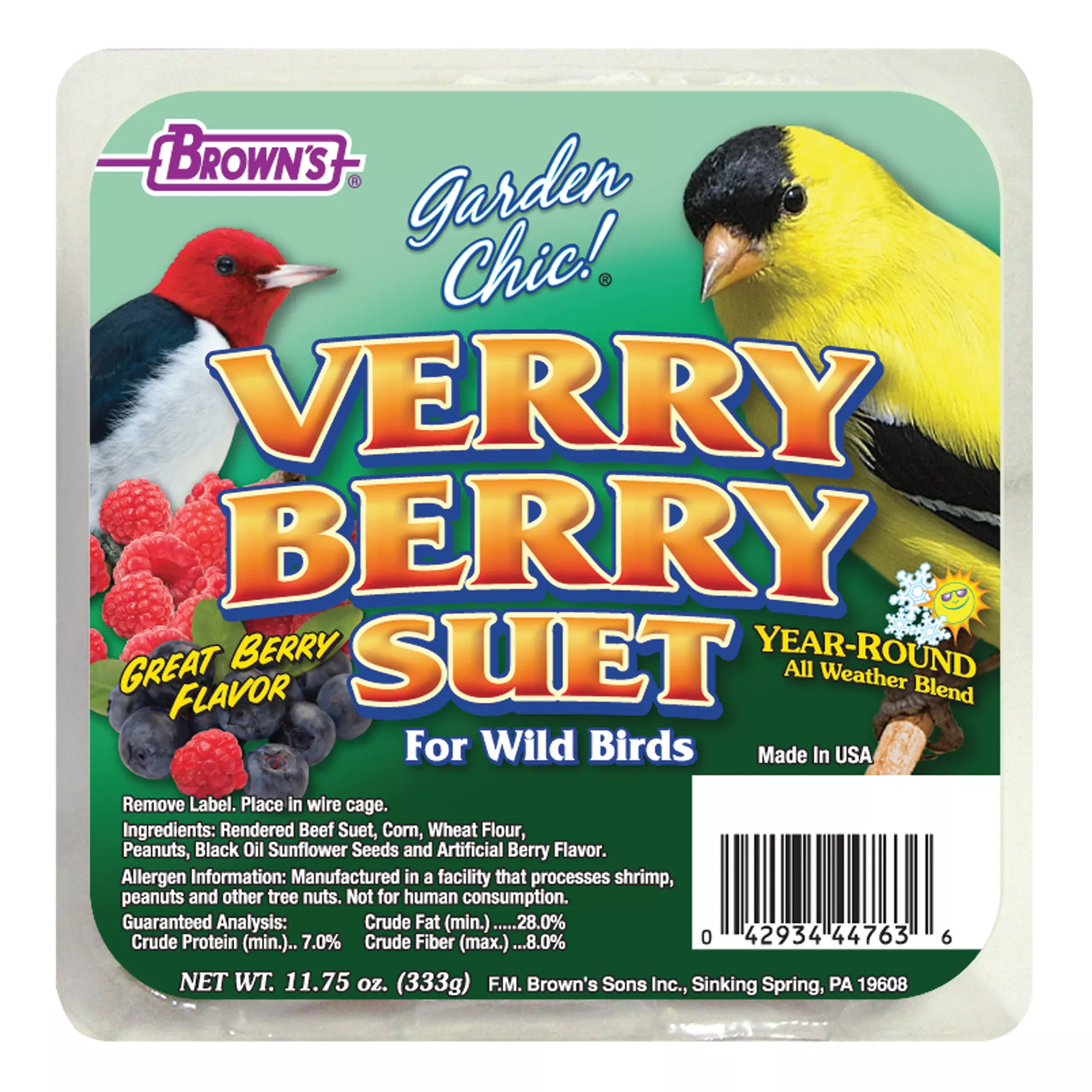 Brown's® Garden Chic!® Verry Berry Suet for Wild Birds