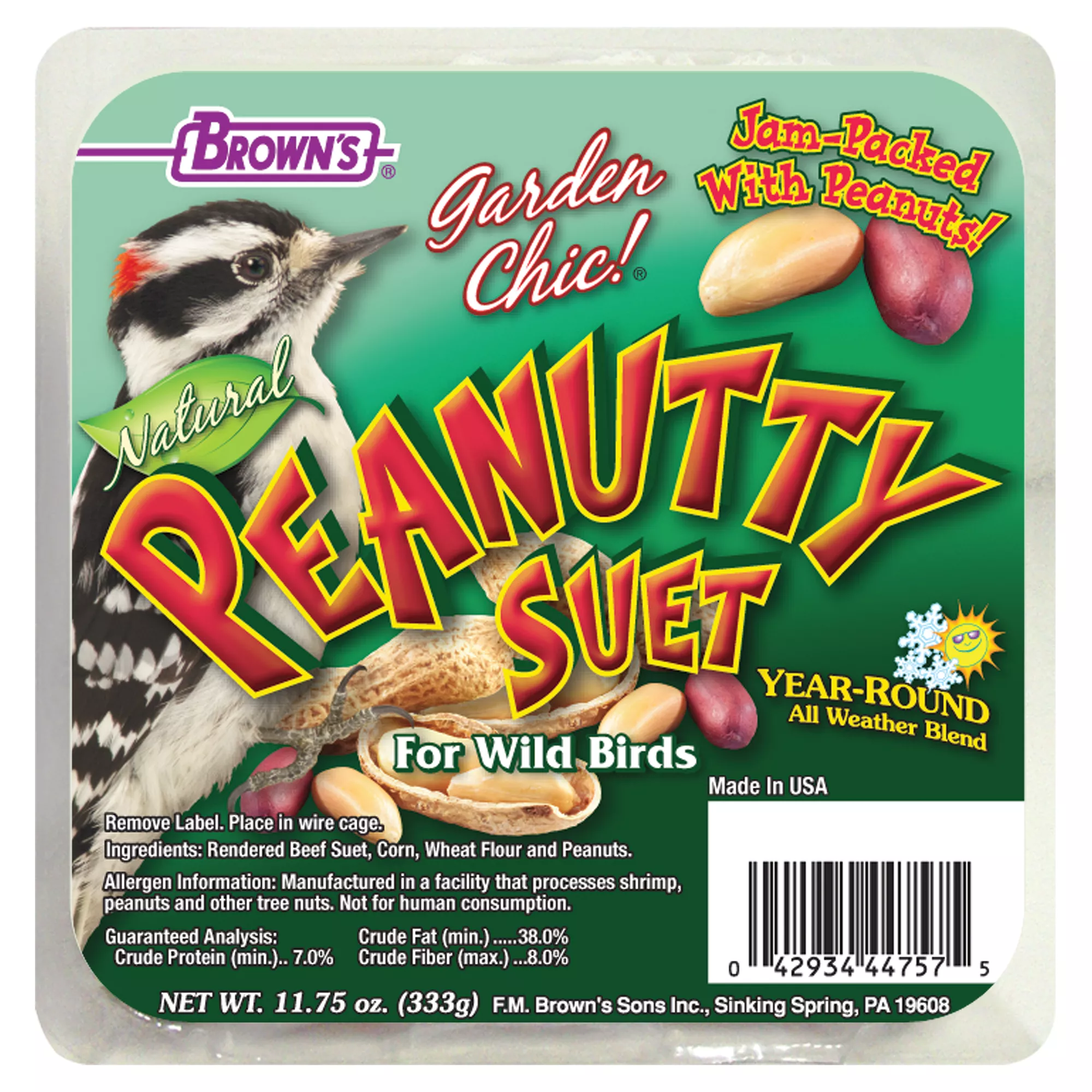 Brown's® Garden Chic!® Natural Peanutty Suet for Wild Birds