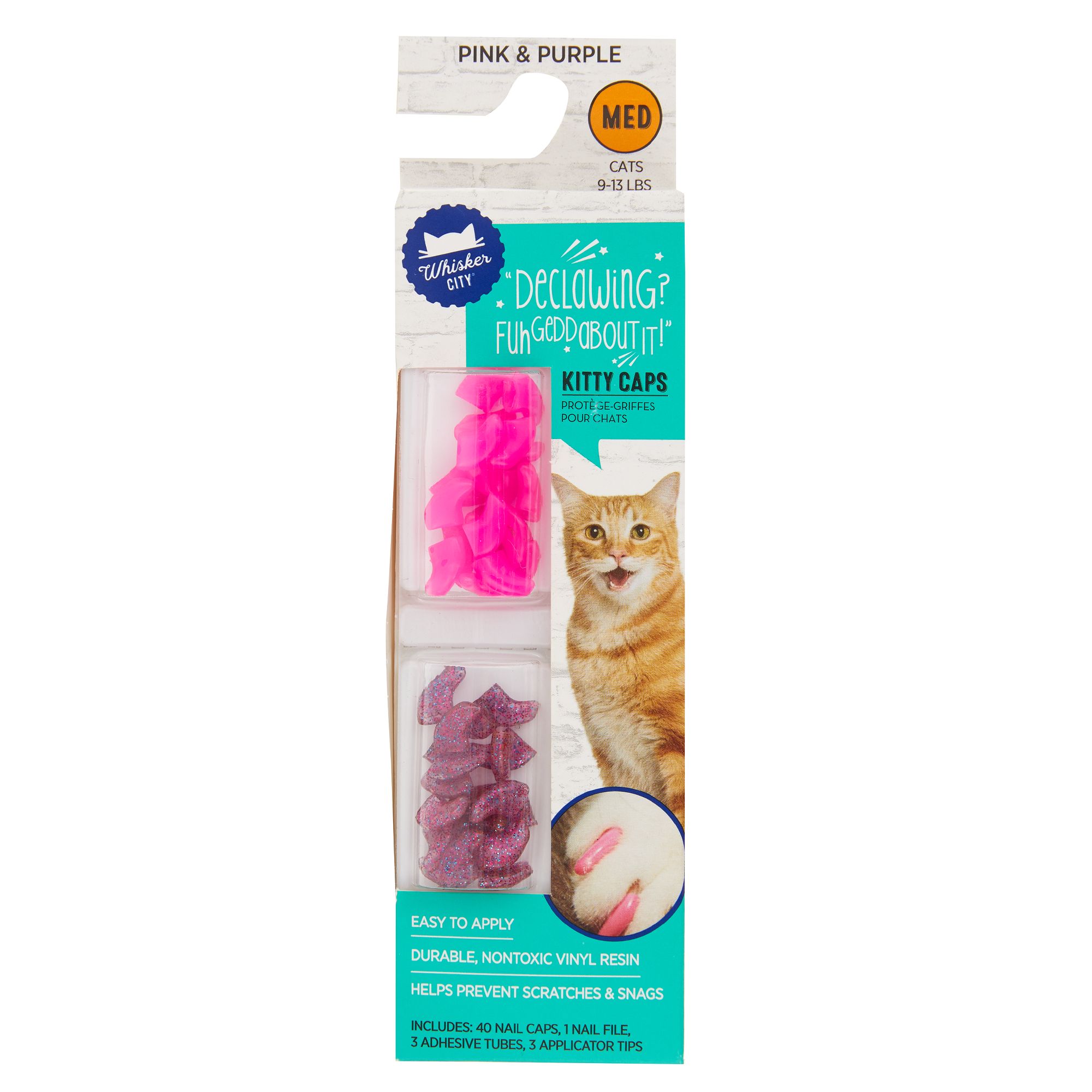 Whisker City Medium Kitty Nail Caps Pink & Purple Sparkle (Medium)