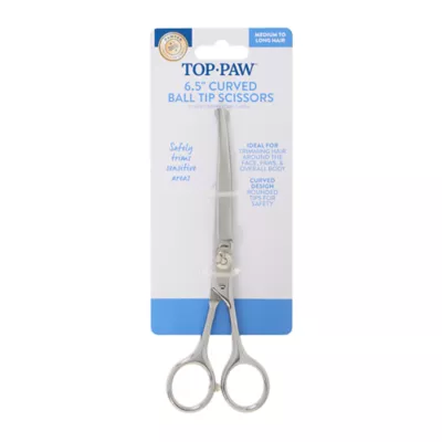 Top Paw® Metal 6.5" Curved Ball Tip Pet Hair Trimming Scissors, for Face & Paws - Image 5
