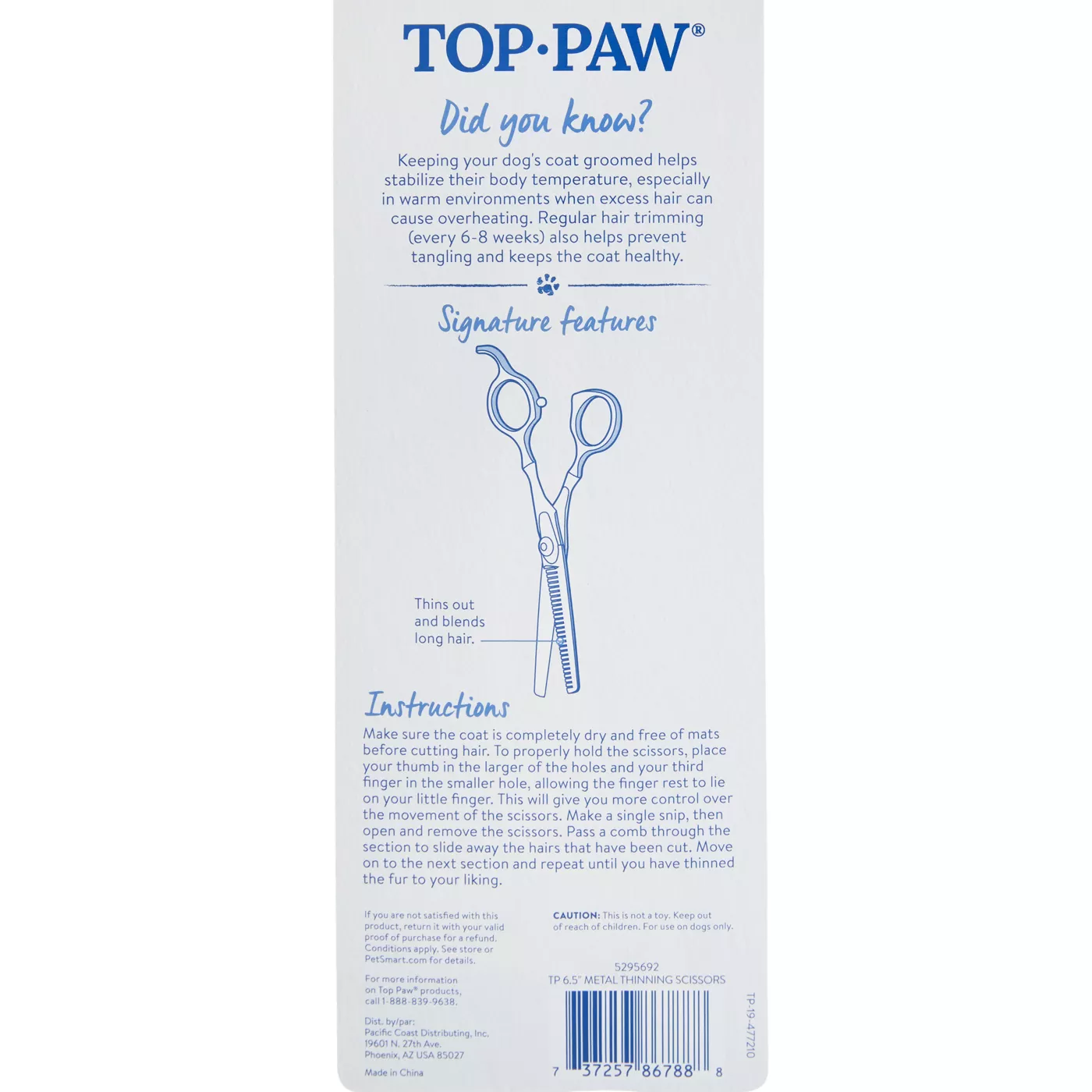 Top Paw Metal Thinning Pet Hair Scissors