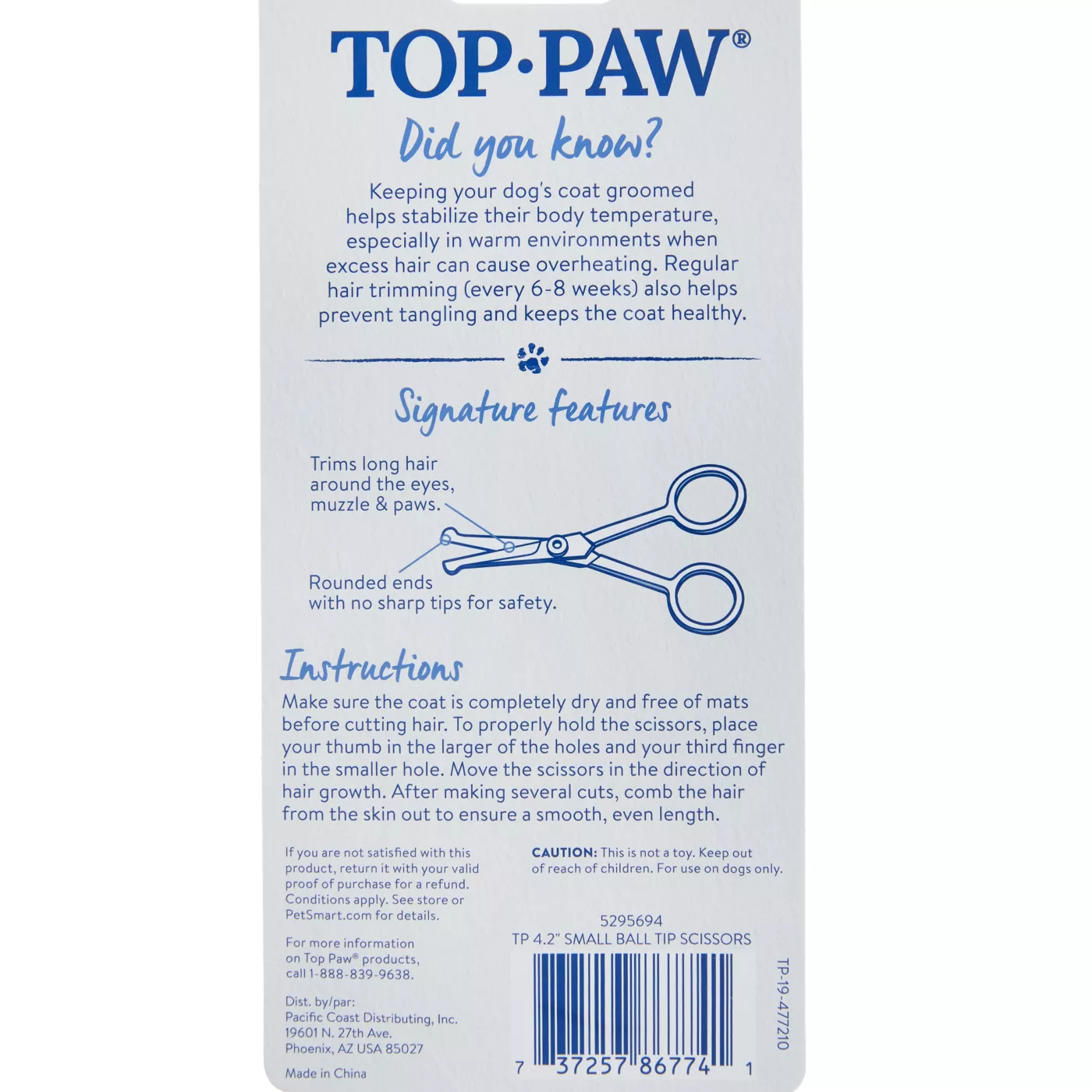 Top Paw Small Ball Tip Pet Scissors