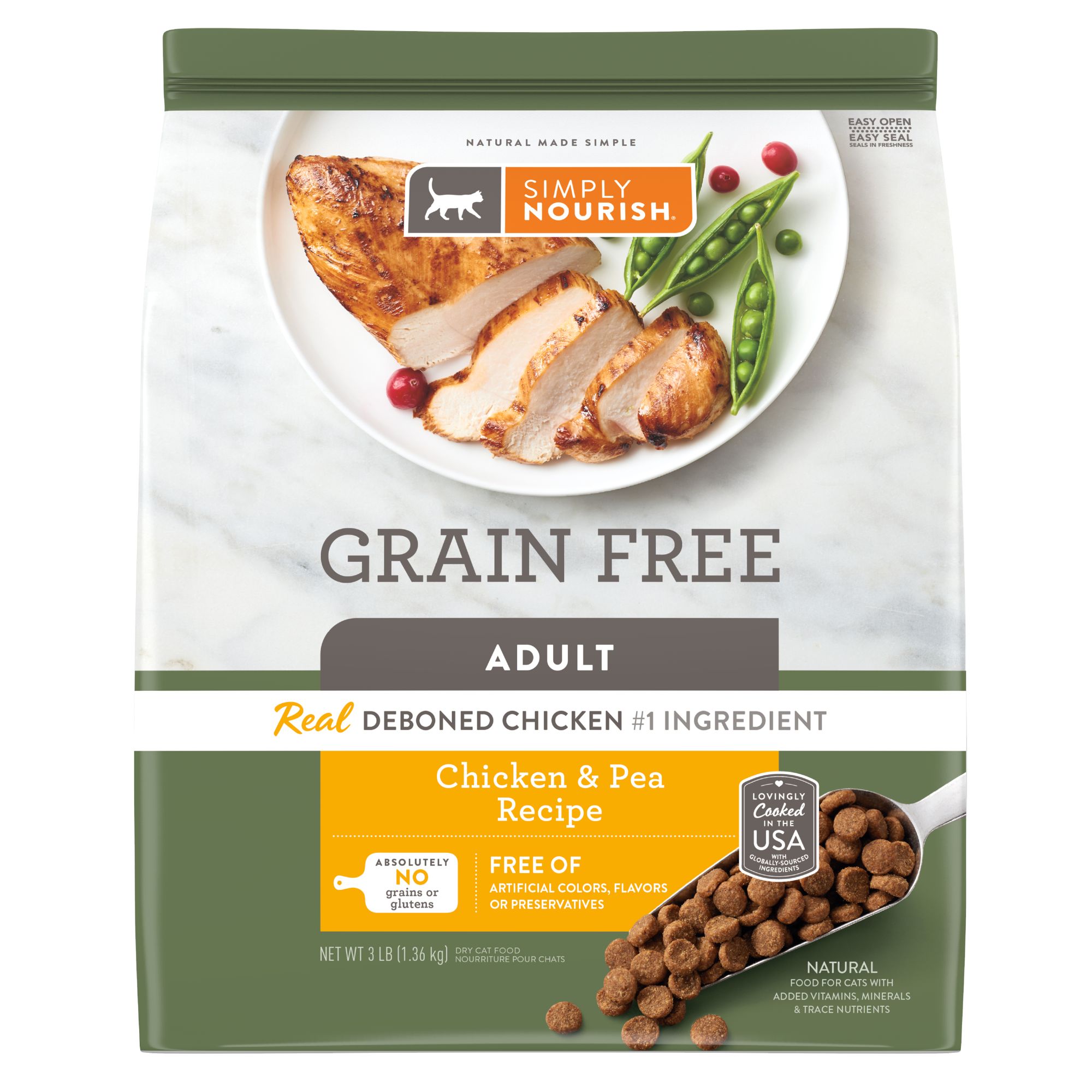 Simply Nourish Original Cat Dry Food Chicken Pea Natural Grain Free