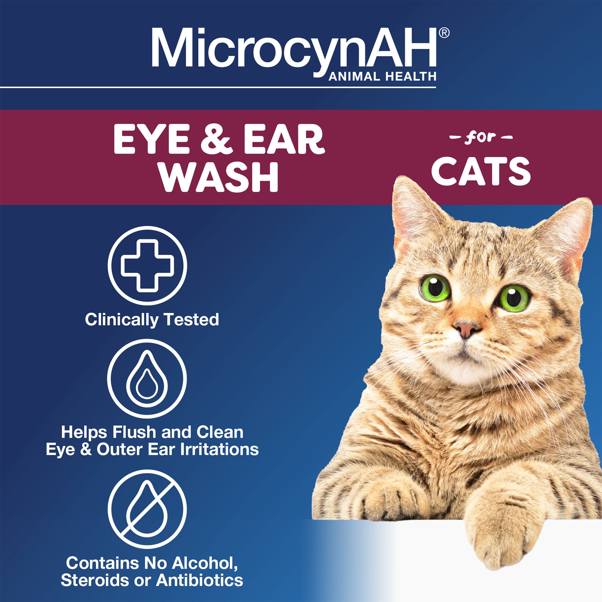 MicrocynAH® Cat Liquid Eye & Ear Wash, 3 fl oz - thumbnail 3