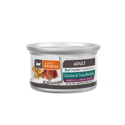 Simply Nourish® Original Cat Wet Food - 3 Oz, Natural, Shreds in Creamy Sauce, With-Grain - Image 1