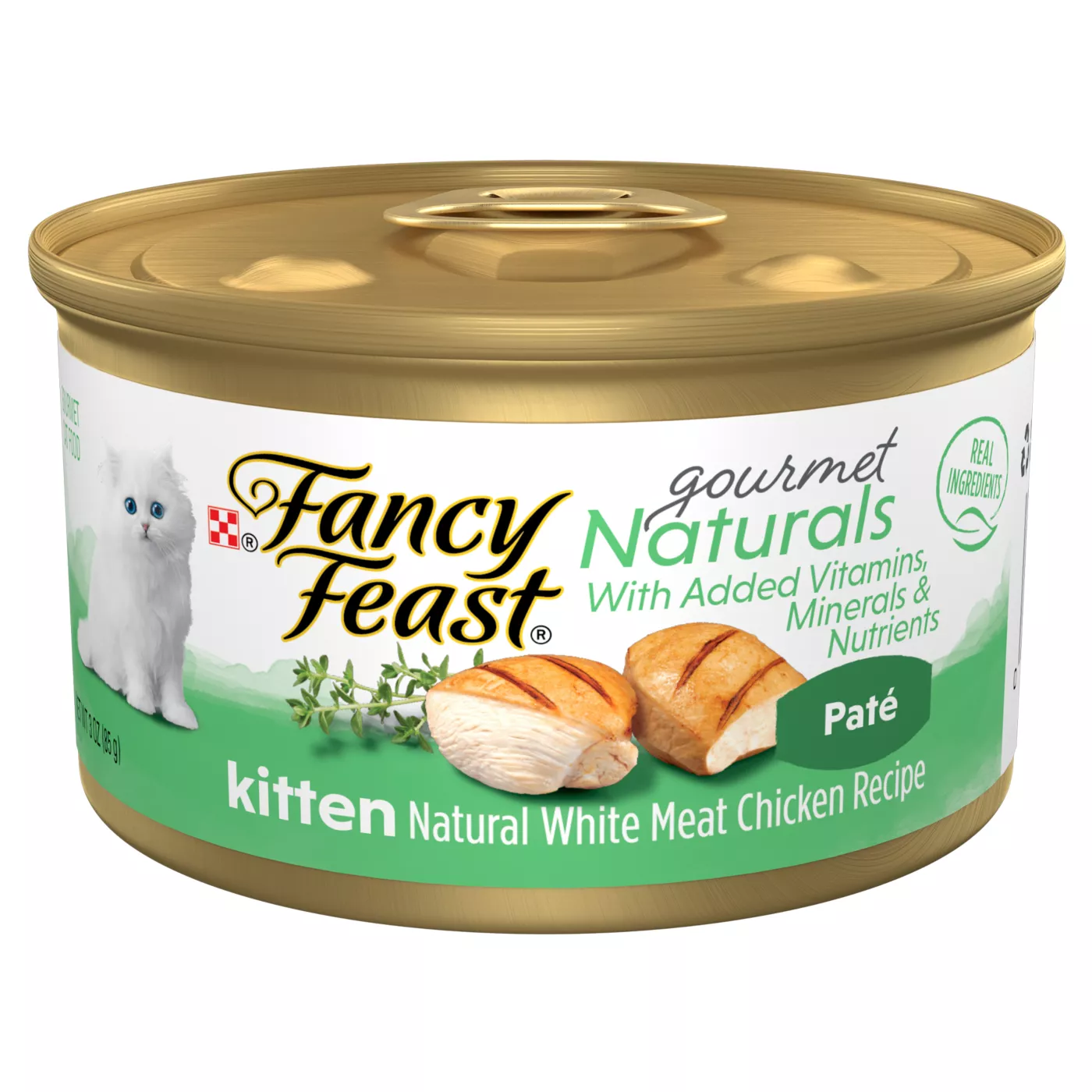 Fancy Feast Gourmet Naturals Kitten Cat Wet Food 3.33 oz. Natural With Vitamins