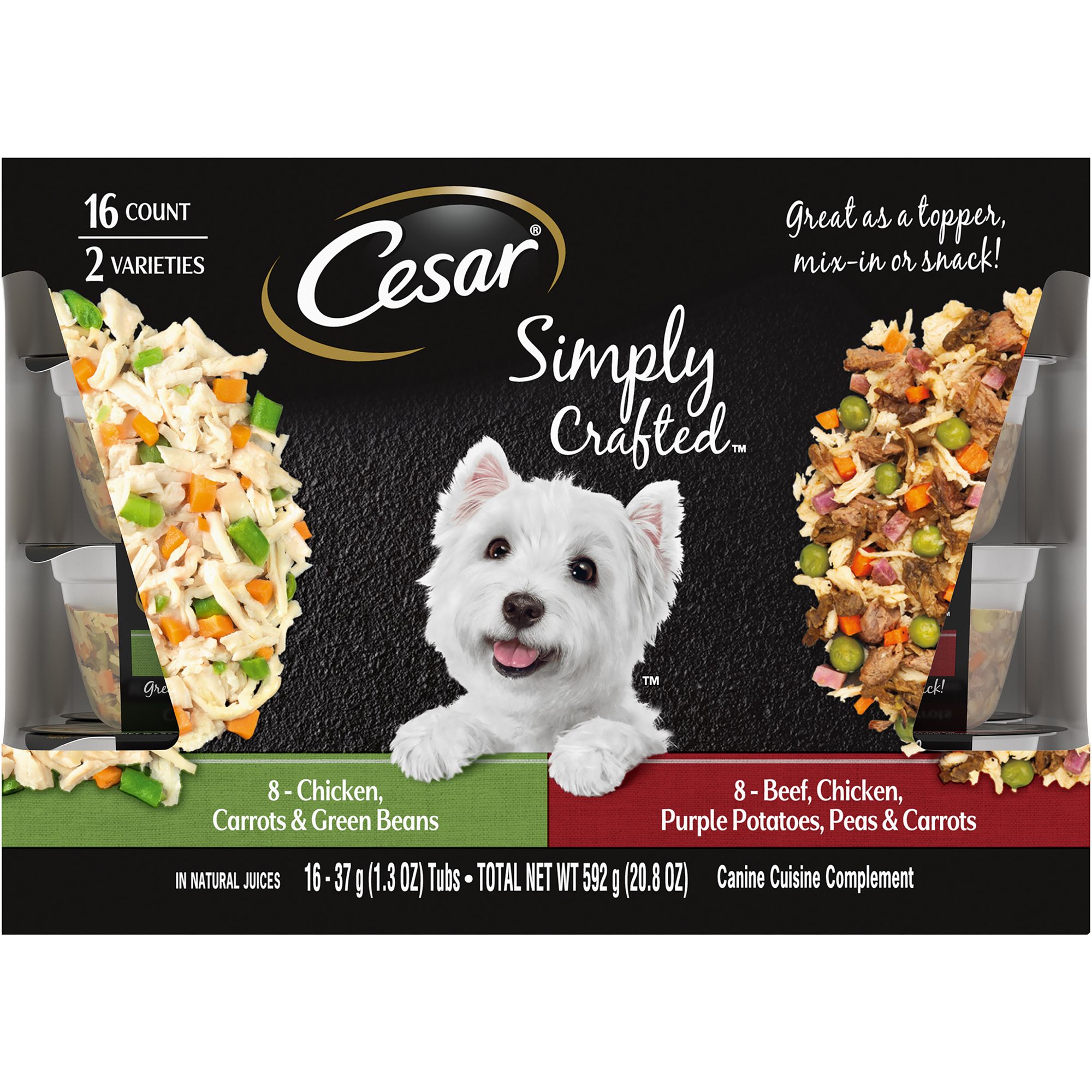 Cesar Simply Crafted All Life Stage Wet Dog Food Meal Topper Grain Free Variety Pack 16 Count