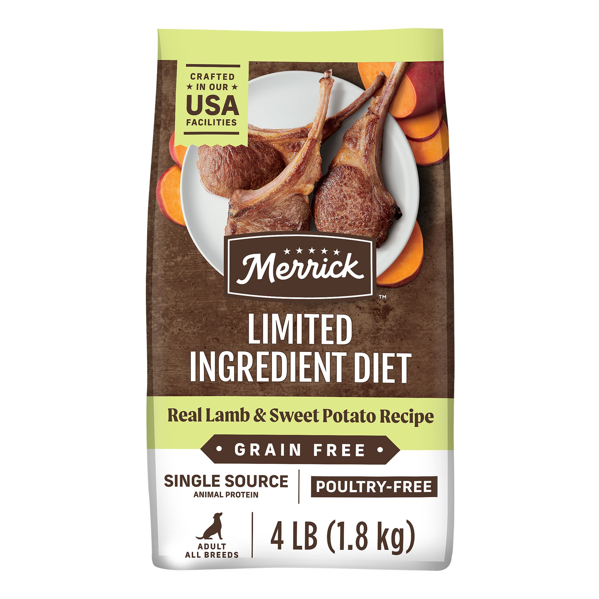 Merrick Limited Ingredient Diet Grain Free Real Lamb Sweet Potato Recipe Dry Dog Food 4 lbs