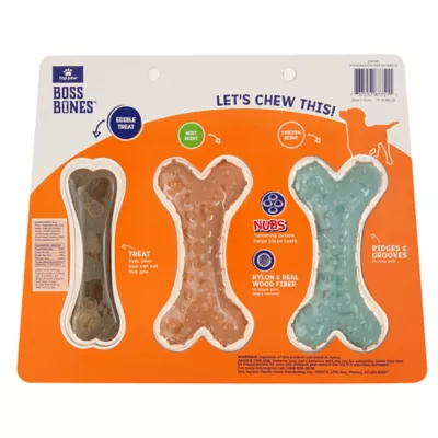 Top Paw Boss Bones Nylon Adult Chew Dog Toy 3 Pack