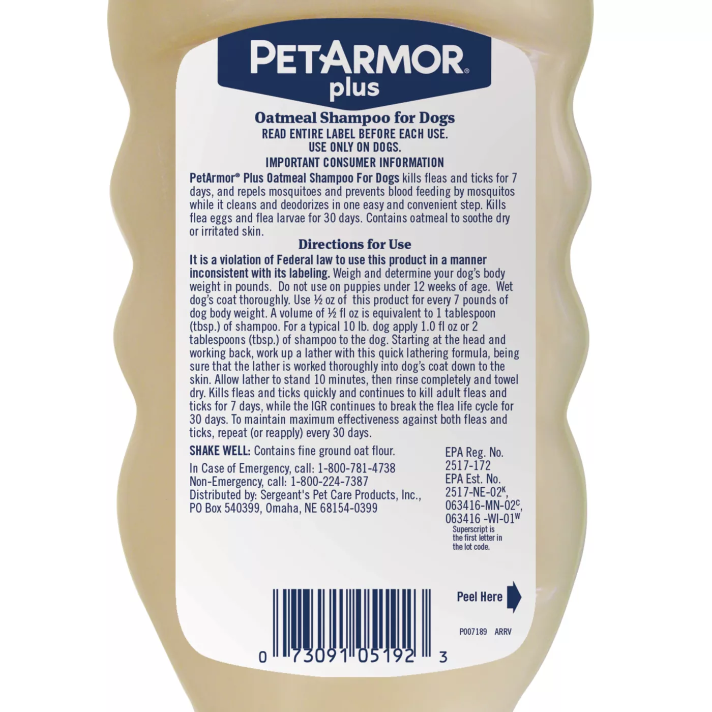 PetArmor Plus Flea Tick Oatmeal Shampoo for Dogs