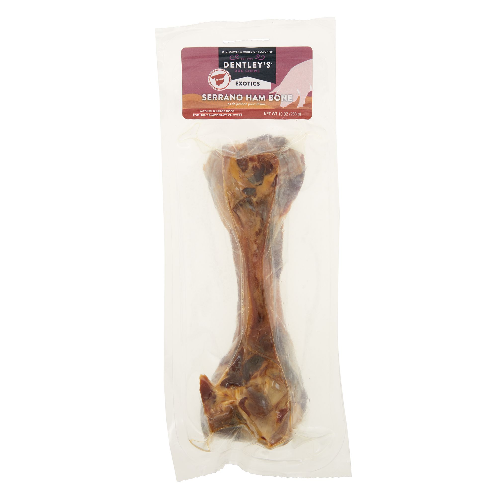 Dentley S Exotics Serrano Ham Bone Dog Treat Dog Bones Rawhide Petsmart