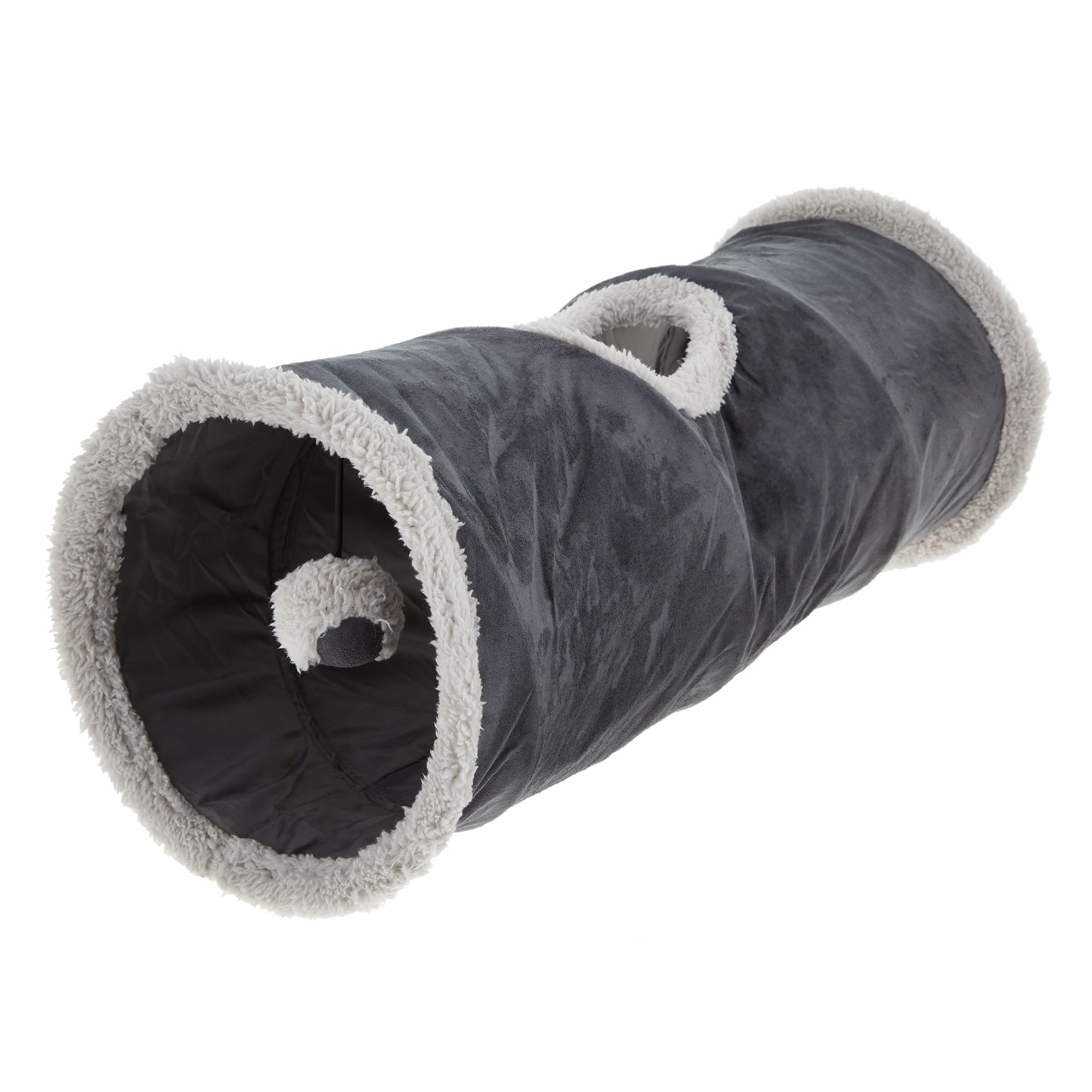 Whisker City Cozy Pop Open Play Tunnel Cat Toy Grey