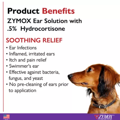 Product Zymox® Enzymatic Ear Solution for Dogs & Cats - 0.5% Hydrocortisone - 1.25 oz Bottle