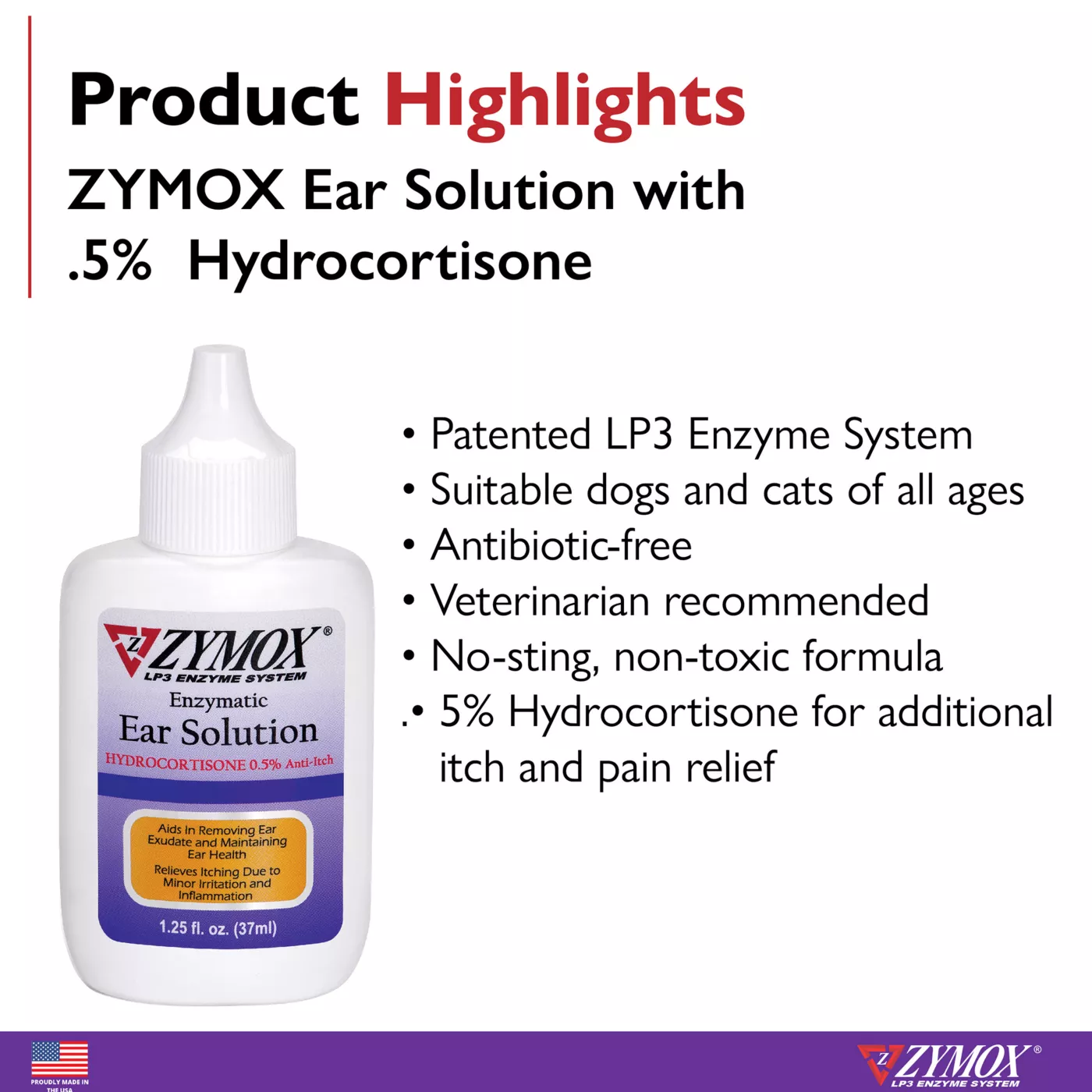 Product Zymox® 0.5% Hydrocortisone Pet Ear Solution