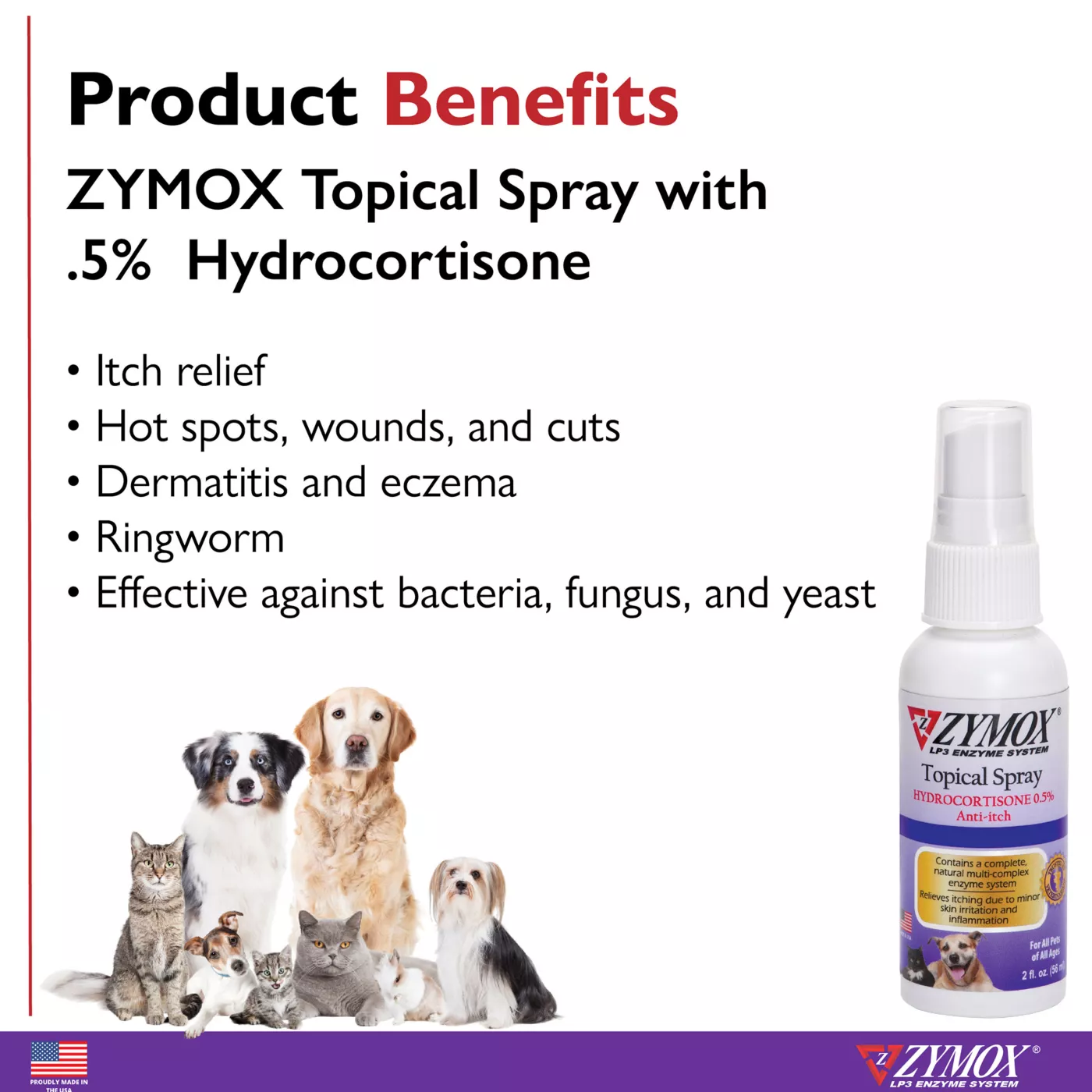 Zymox 0.5 Hydrocortisone Topical Anti Itch Pet Spray