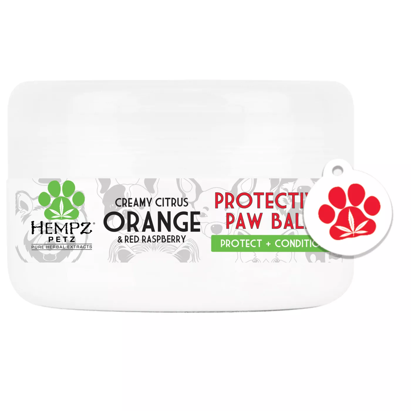 Hempz Petz Protective Paw Balm Creamy Citrus Orange Red Raspberry