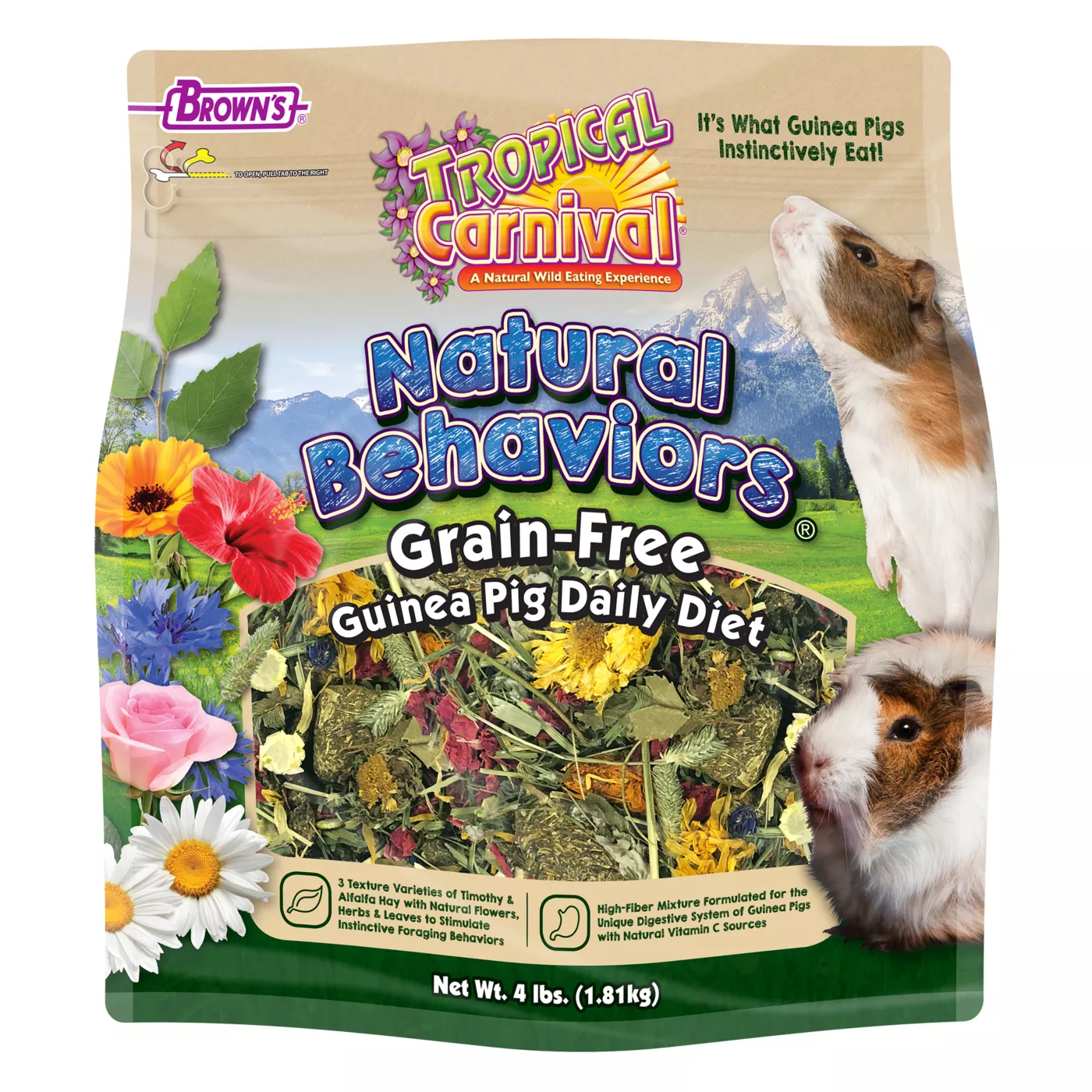 Brown s Tropical Carnival Natural Behaviors Grain Free Guinea Pig Diet